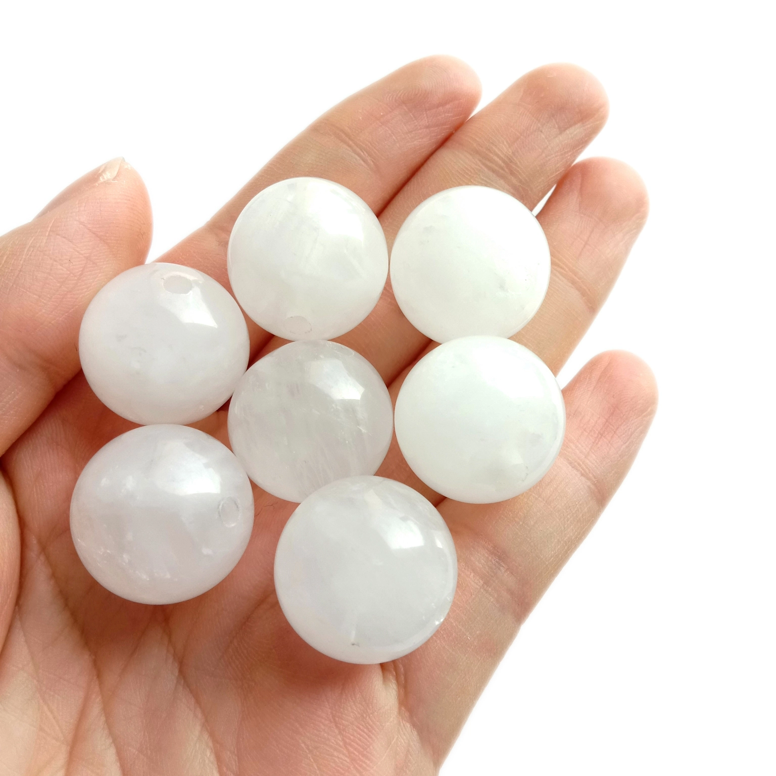 Perle di quartz biancu 19mm 3A Grade Perle bianche Perle di pietre preziose 1