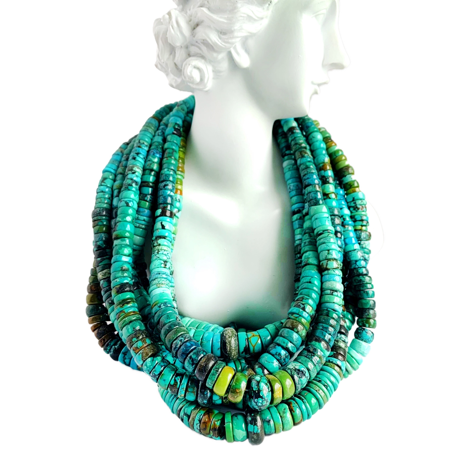 Turquoise Agba osisi Beads ọla na-eweta Chunky ọla gburugburu Beads 1