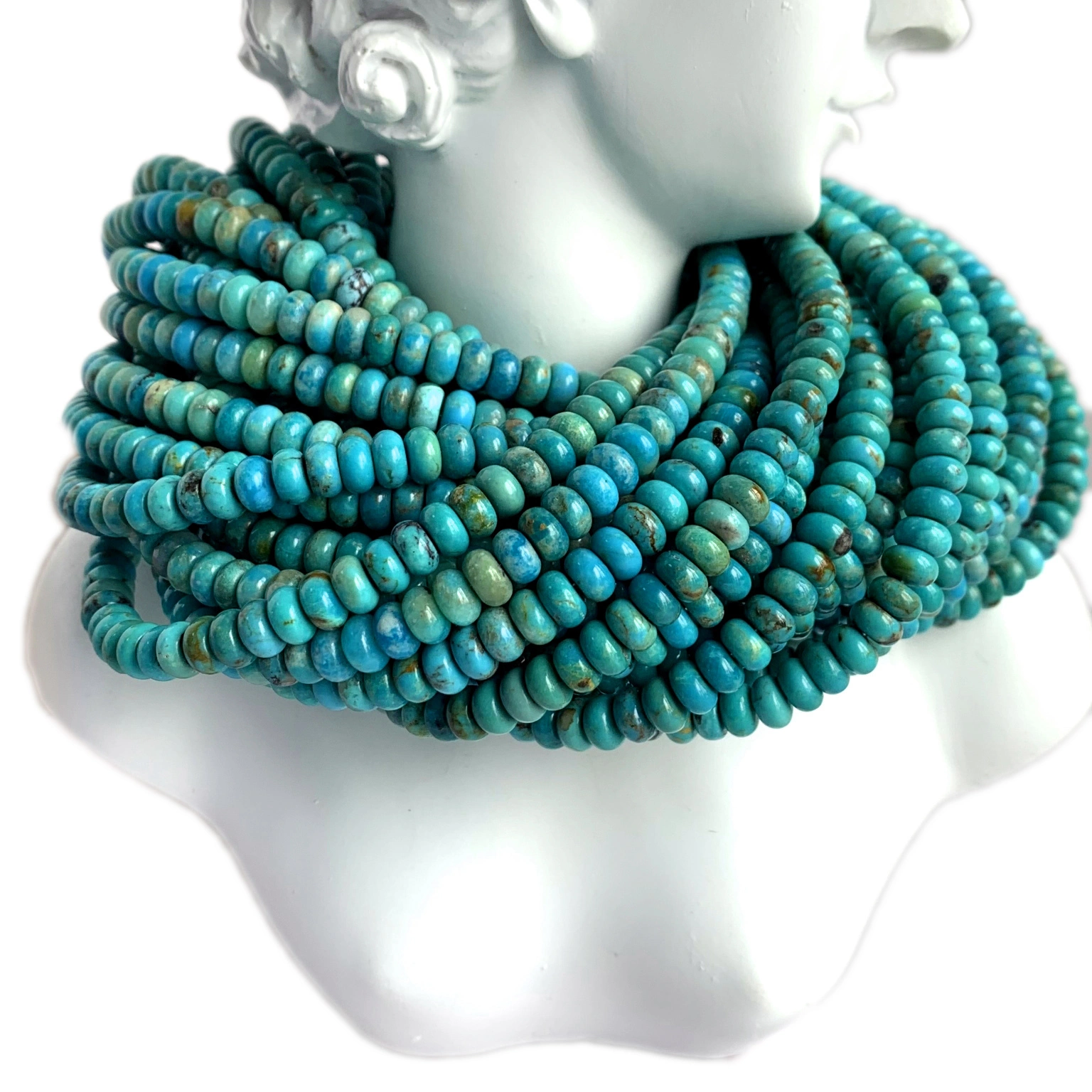 Kingman Turquoise 6mm Varied Calibration Side-Drilled Nugget Beads Muag los ntawm 16 Strand 1