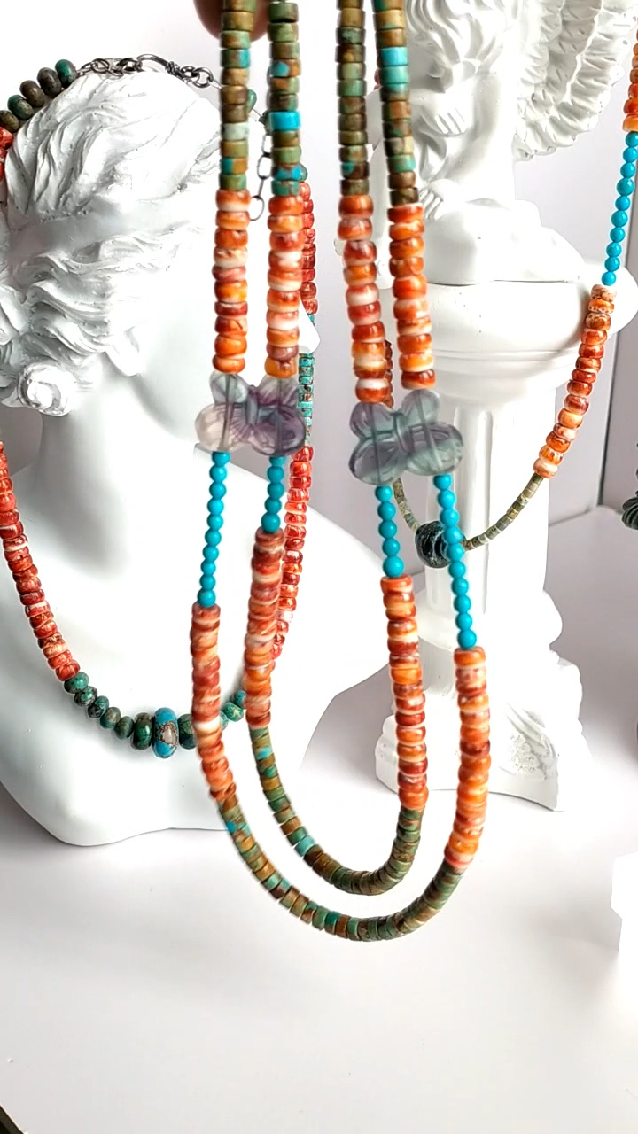 Təbii Firuzəyi tikanlı istiridyə Gemstone zərgərlik 9