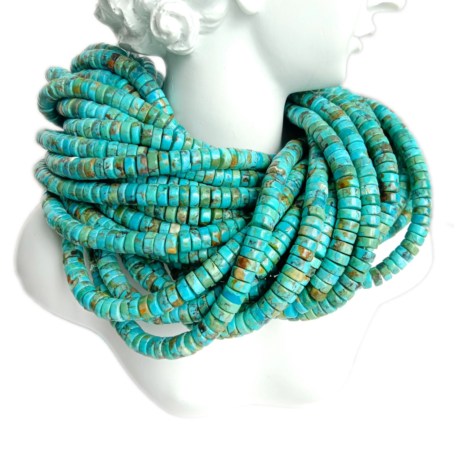 Gemstone Beads 16 Nti Strand Newly Sau Turquoise Smooth Heishi Beads log hlaws 6MM hniav nyiaj hniav kub ua 1
