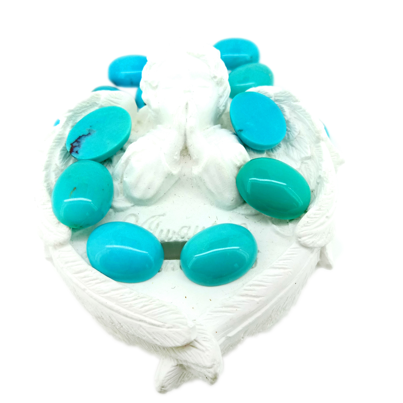 Increíble cabina turquesa azul turquesa oval de alta calidade 12 mm 16 mm turquesa natural produtos de semiprocesamento por xunto 15