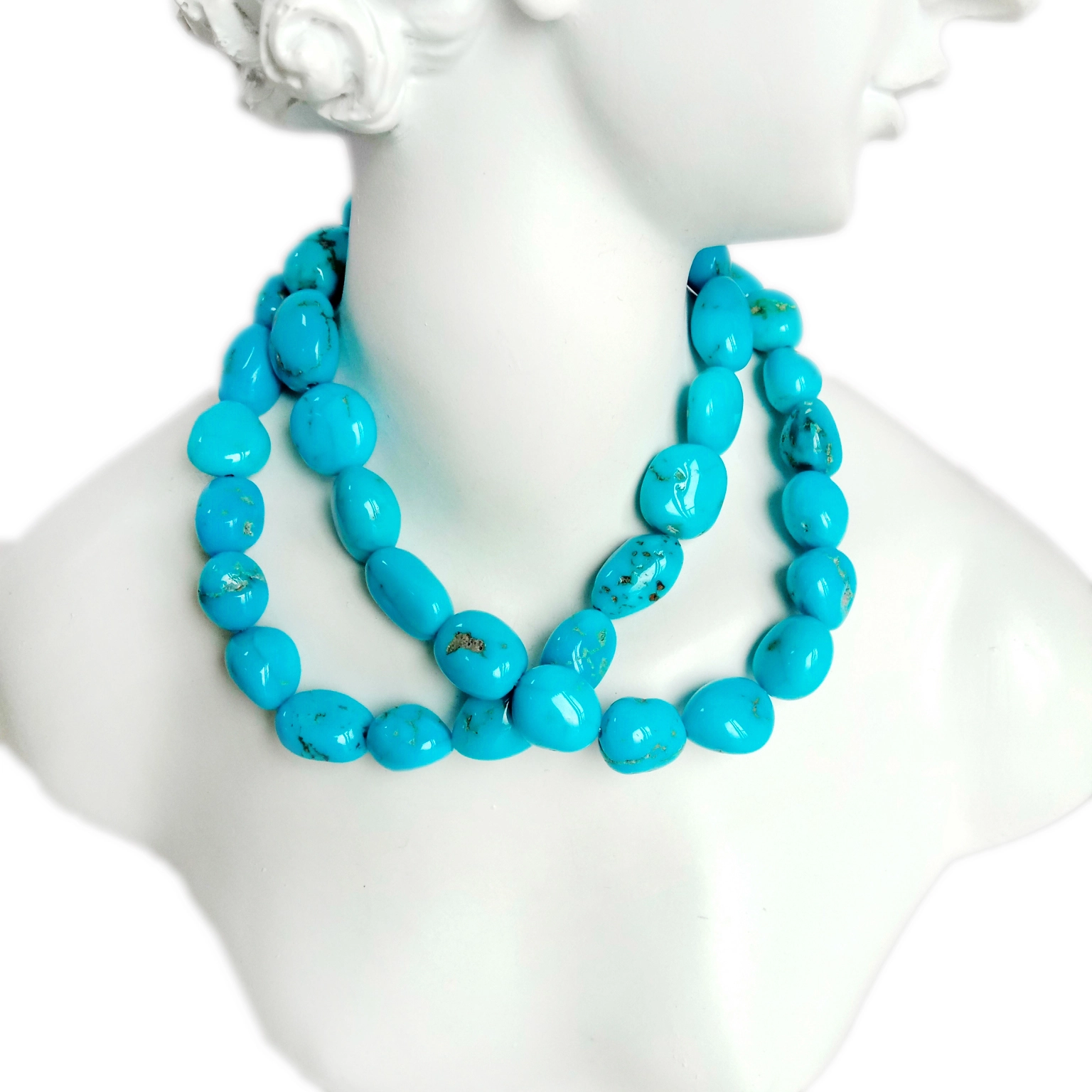 Zoo Zoo Turquoise Necklace nyob rau hauv Dawb Shape Ntuj Xiav Xim Turquoise Beads Supply 1