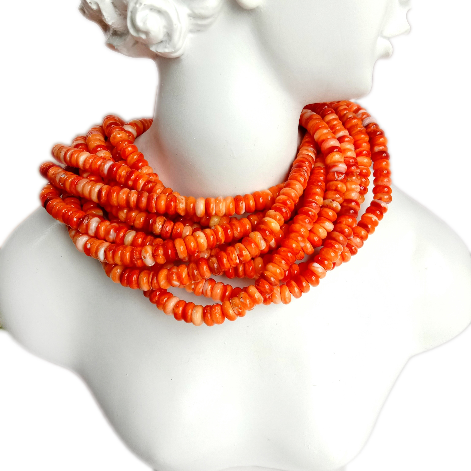 5mm Spiny Oyster Rondelle Beads សម្រាប់គ្រឿងអលង្ការធ្វើឱ្យពណ៌ទឹកក្រូចភ្លឺ ប្រភពដើមម៉ិកស៊ិក 14