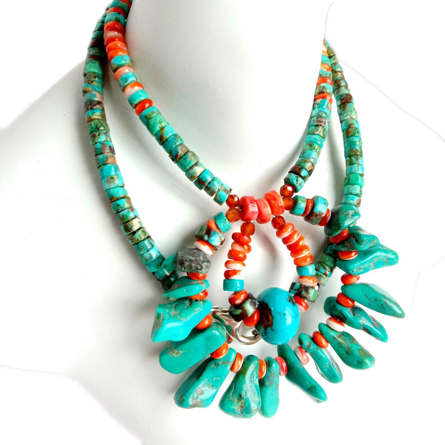 നാച്ചുറൽ ടർക്കോയ്സ് സ്പൈനി മുത്തുച്ചിപ്പി രത്ന മുത്തുകൾ 925 സ്റ്റെർലിംഗ് സിൽവർ കിംഗ്മാൻ ടർക്കോയ്സ് മുത്തുകൾ ആഭരണങ്ങൾ 15