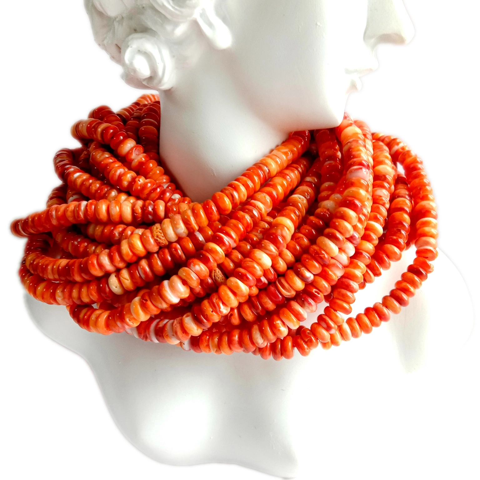 Genuine Natural Deep Orange Oyster Spiny Shanga 6mm Rondell 1