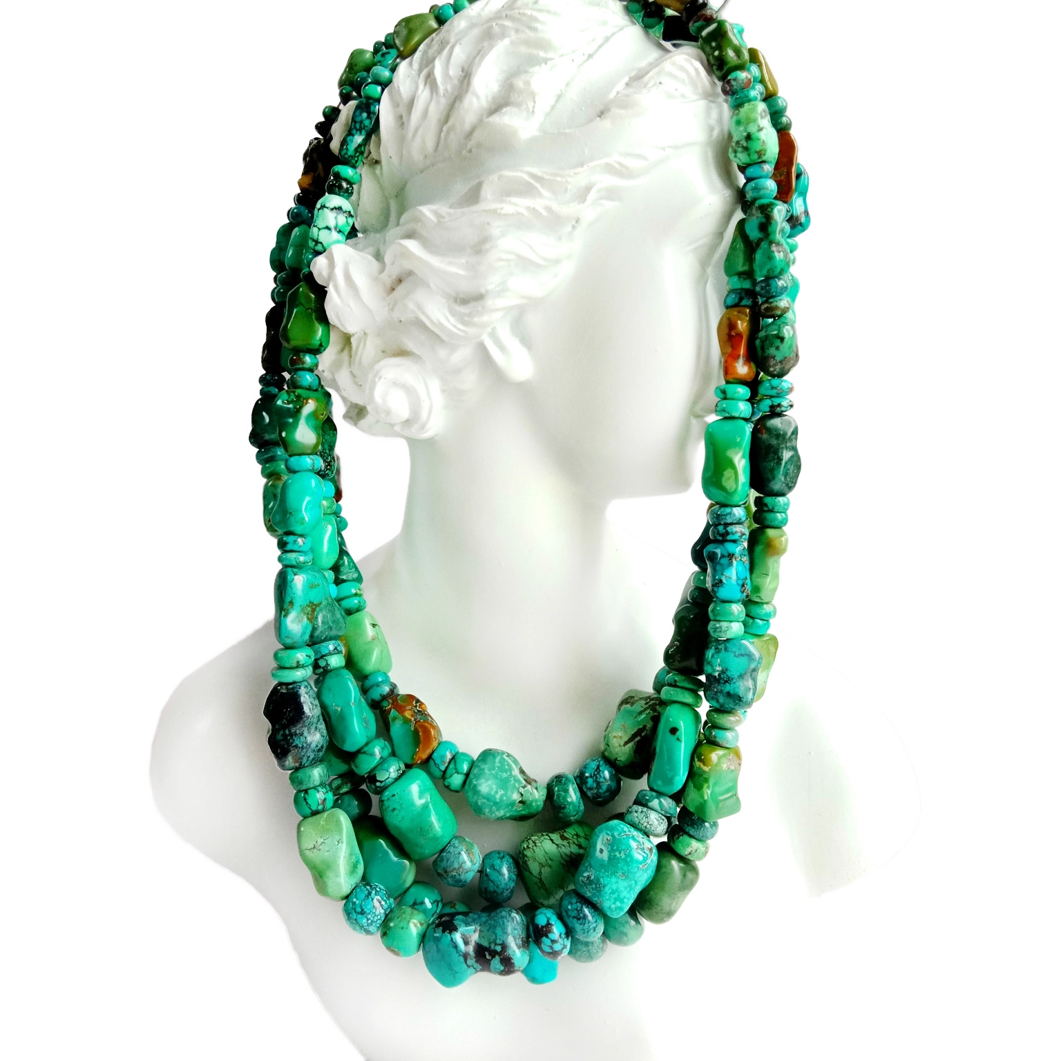 Təbii Tibet Firuzəyi Muncuq Gemstone 16 düymlük Strand Gemstone Boncuk Zərgərlik Sənətləri 1