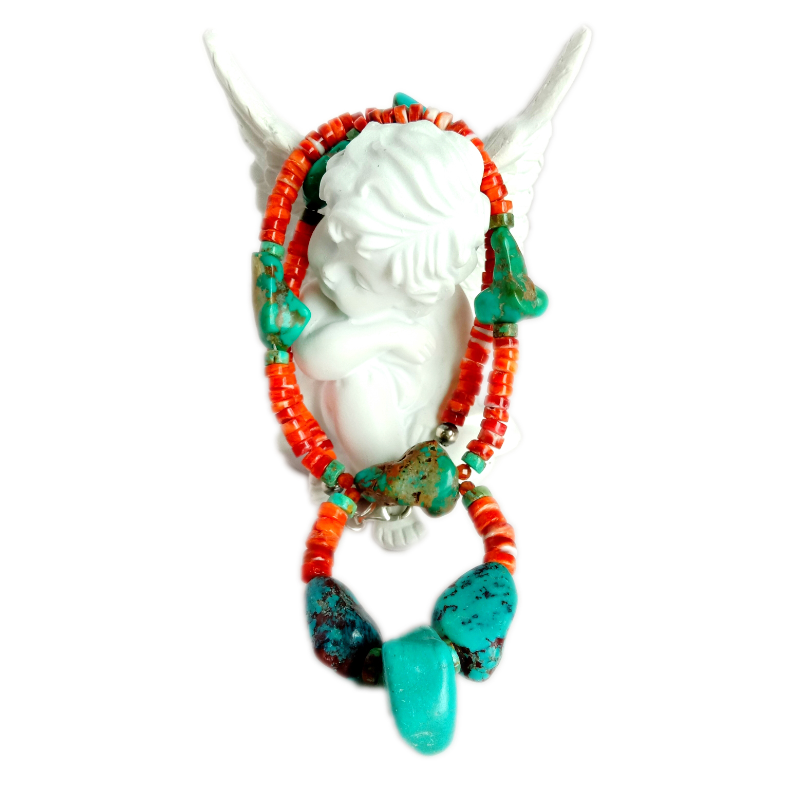 Naturali Turquoise spiny gajdra Gemstone 925 Sterling Silver 16 Pulzier Strand Żibeġ Dehbijiet Snajja Necklace 14