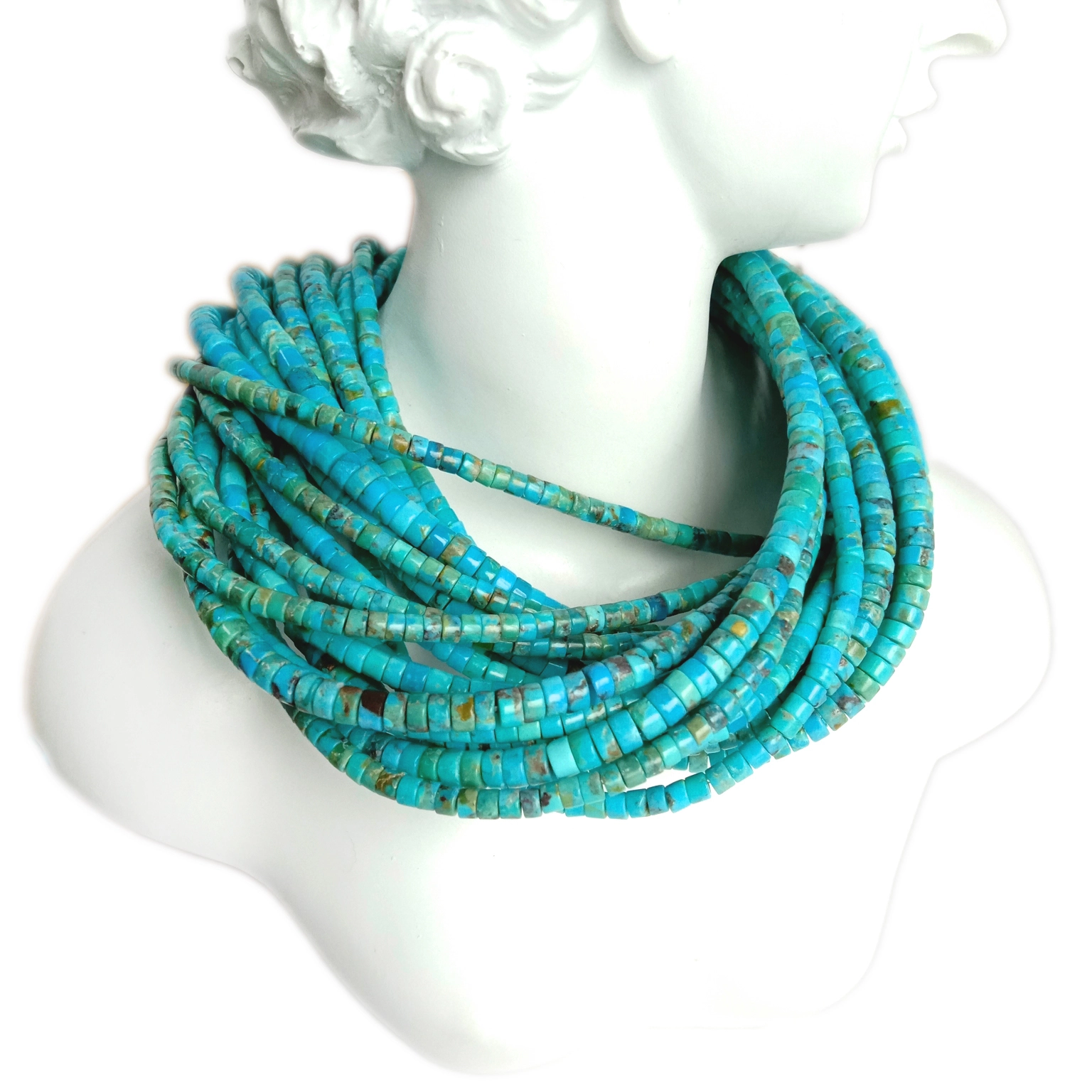 Nkume Turquoise Turquoise Heishi Afgan beads Cylinder 4mm Beads 1