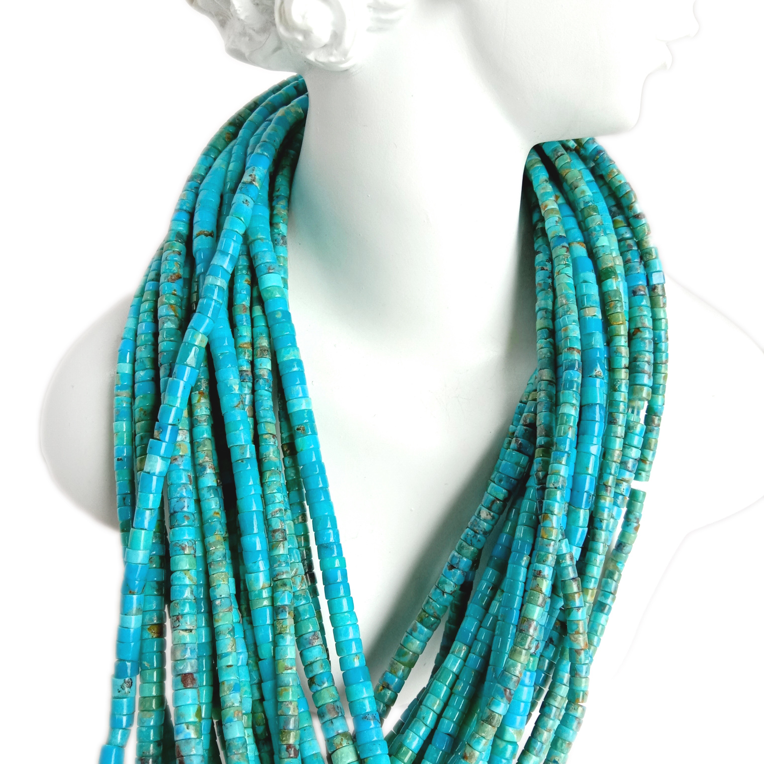 Túrkís steinn Túrkís Heishi Afgan perlur Cylinder 4mm perlur 18