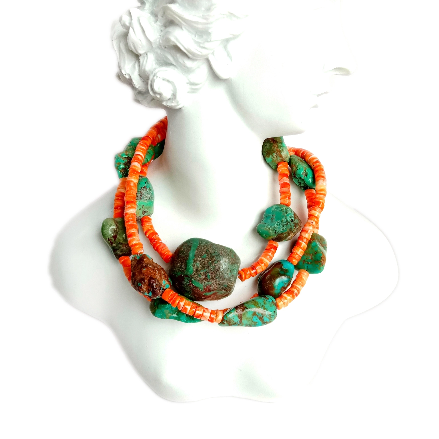 Adayeba Turquoise spiny gigei 925 Sterling Silver Turquoise 16 ẹgba Turquoise Awọn ilẹkẹ Awọn okuta alaimuṣinṣin Fun Ohun ọṣọ 1
