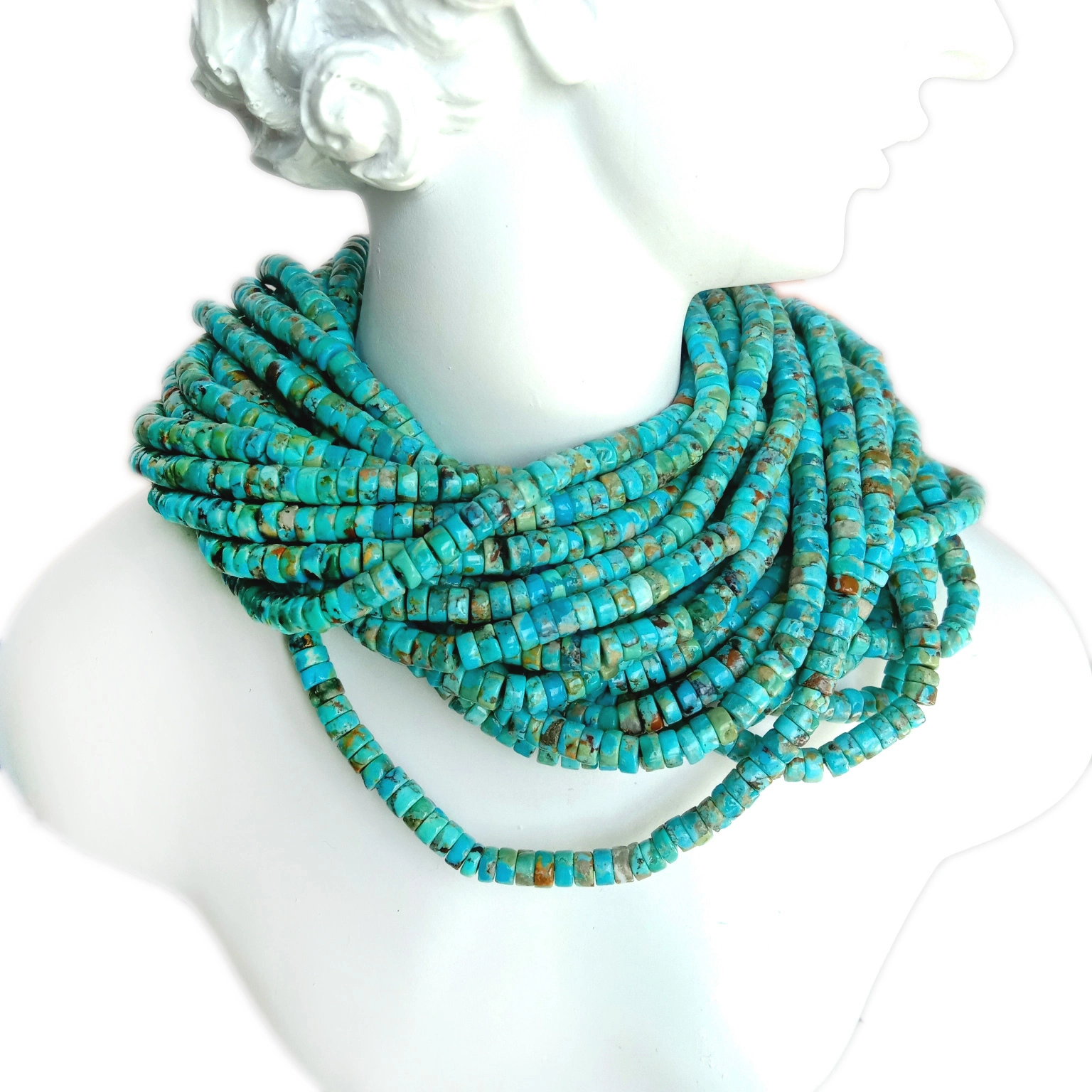 Naturali blu Turquoise Bead 4mm Heishi Disc Rondelle Naturali Xoffa 1