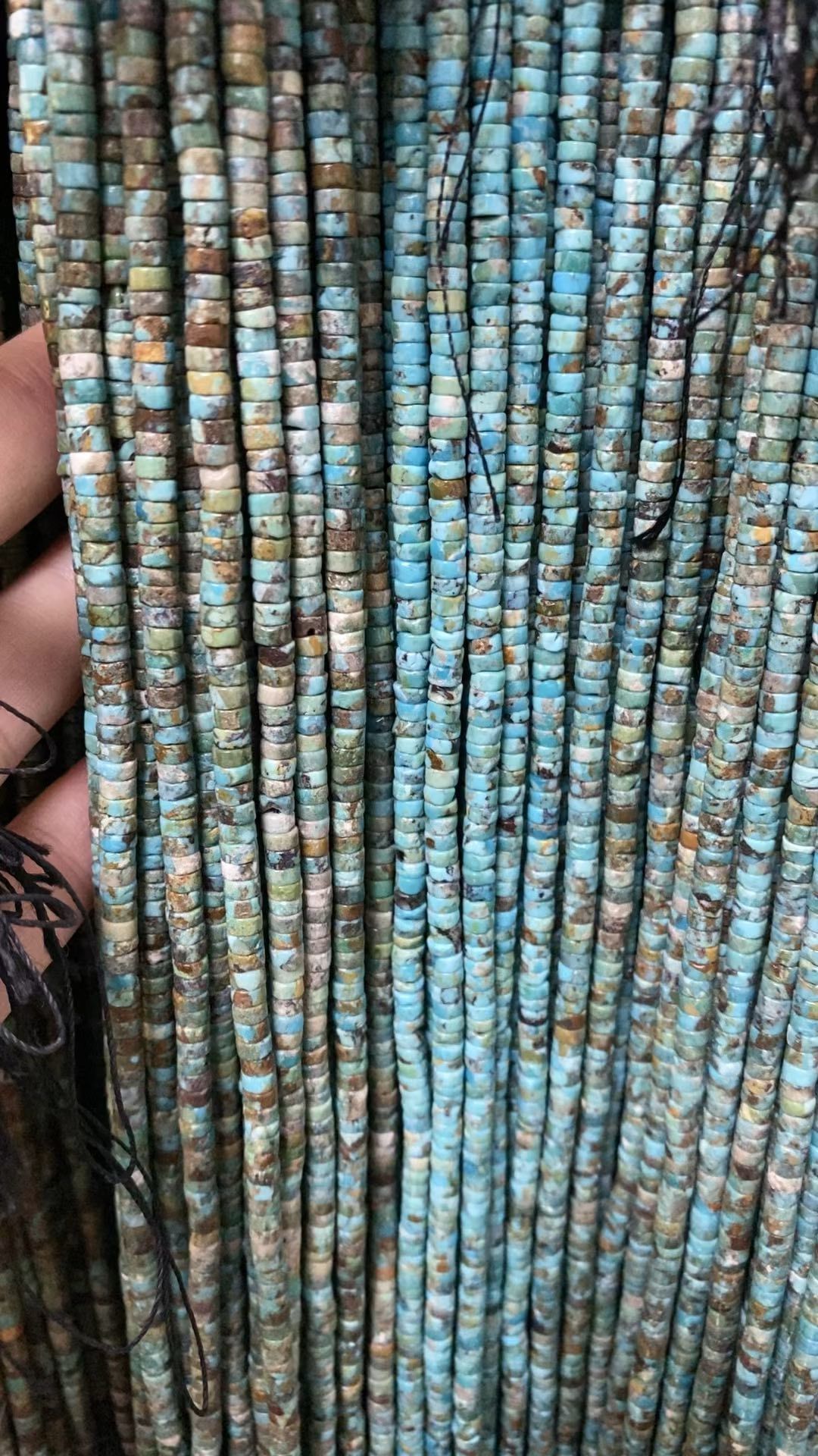 Shanga za Tube za Bluu za Turquoise za Heishi, Shanga za Silinda za Gorofa za Jiwe la Bluu 12