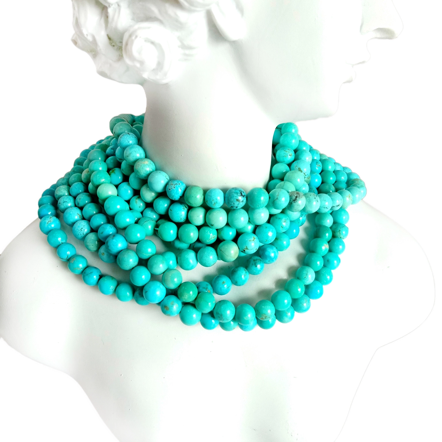 Ntuj 6mm Turquoise xiav Precious Gemstones Beads tiag tiag 1