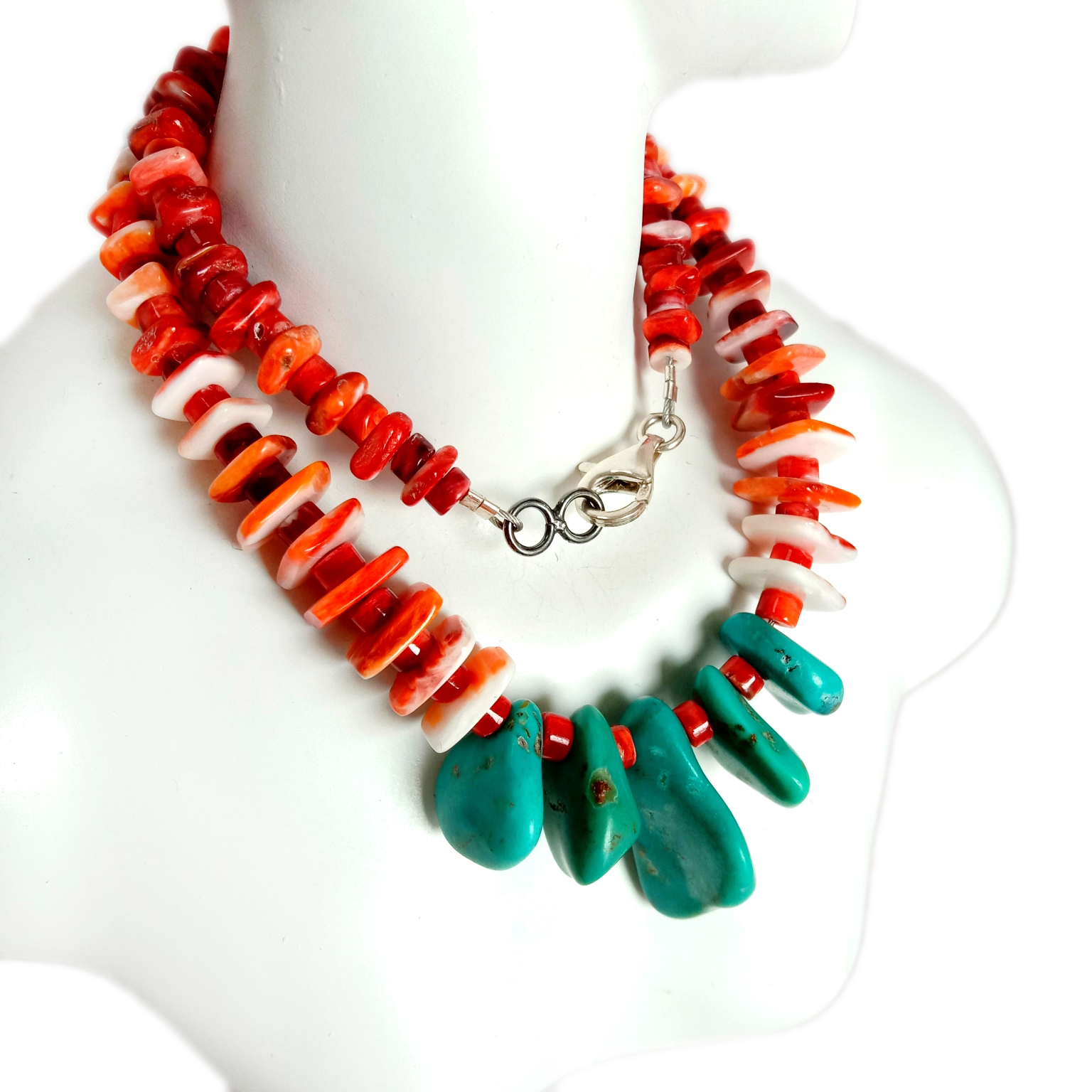 Природна тиркизна шилеста острига 925 Сребро рачно изработен скапоцен камен Ѓердан оригинален накит 14