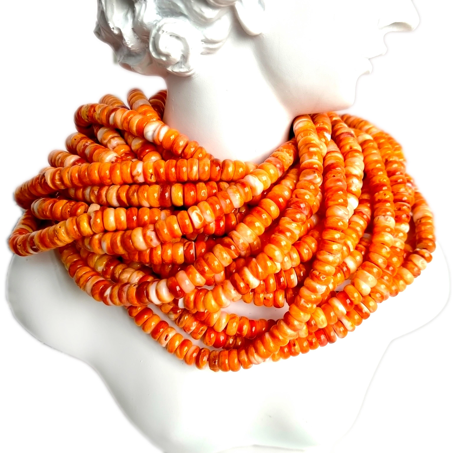 Perles de closca d'ostra espinosa de color taronja brillant natural de 6 mm Perles de rondelle Material per a la fabricació de joies de 16 polzades 1