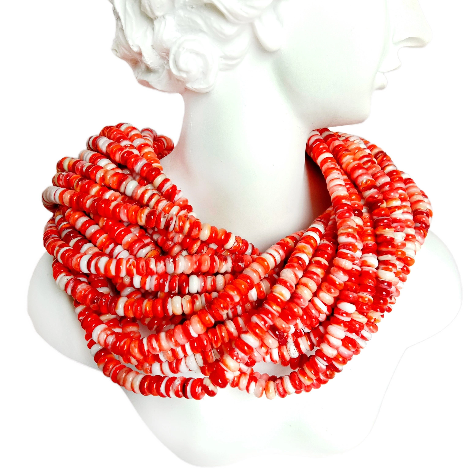 Orange Spiny Oyster BEADS 4mm Rondelles Natural SHELL from Sea of ​​Cortez ลูกปัดสำหรับทำเครื่องประดับ 1