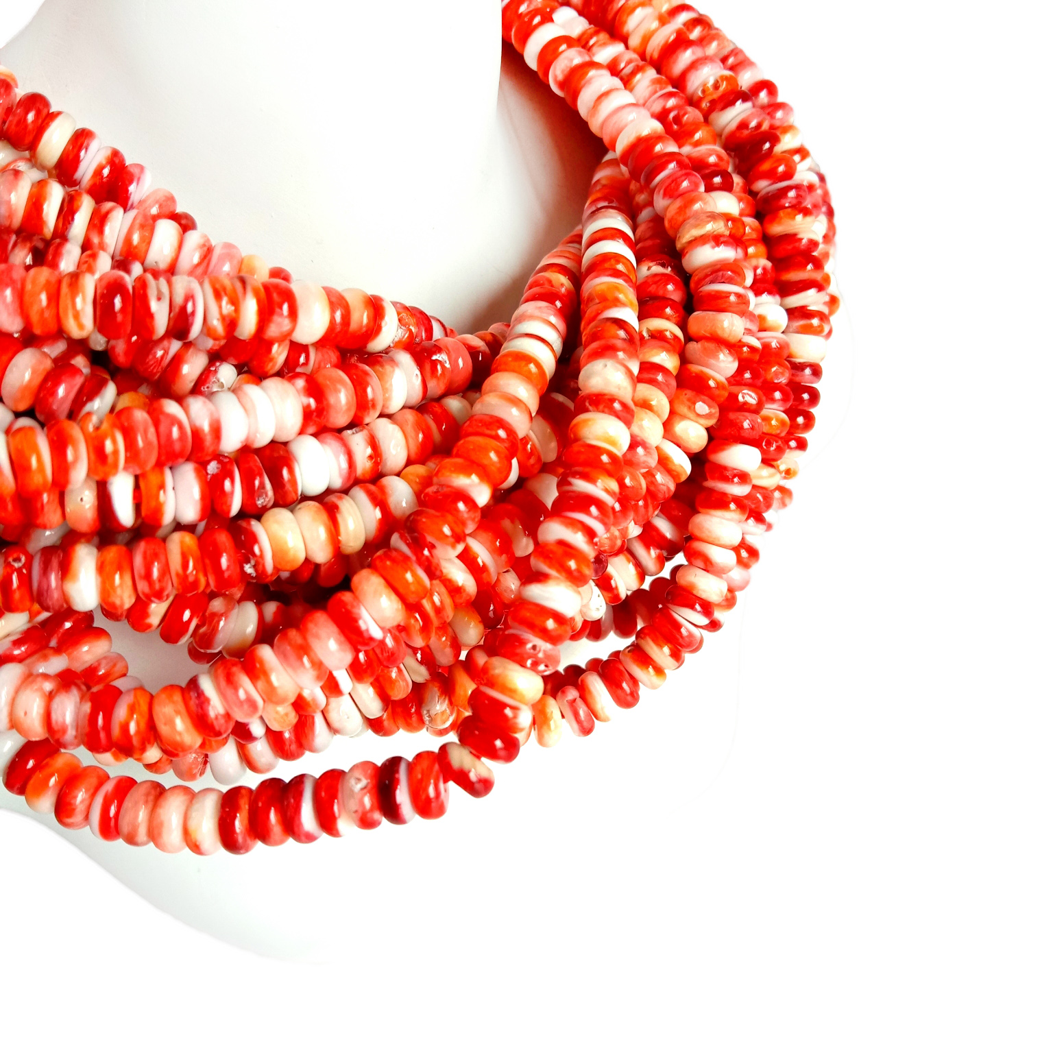 Orange Spiny Oyster BEADS 4mm Rondelles Natural SHELL ពី Sea of ​​Cortez bead ផ្គត់ផ្គង់សម្រាប់ធ្វើគ្រឿងអលង្ការ 14