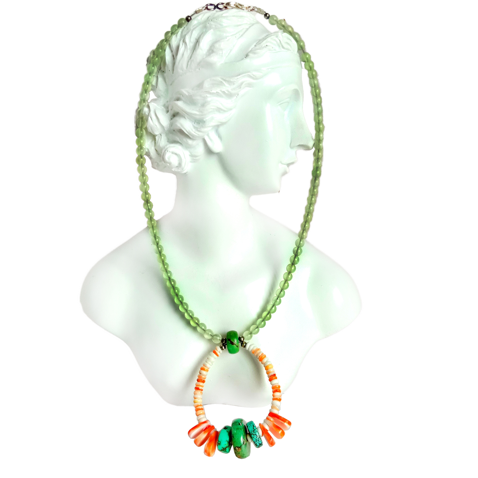 Dabiiciga Turquoise spiny lohod Prehnite 925 Sterling Silver handmade Gemstone turquoise silsilad luul wareegsan siman 14