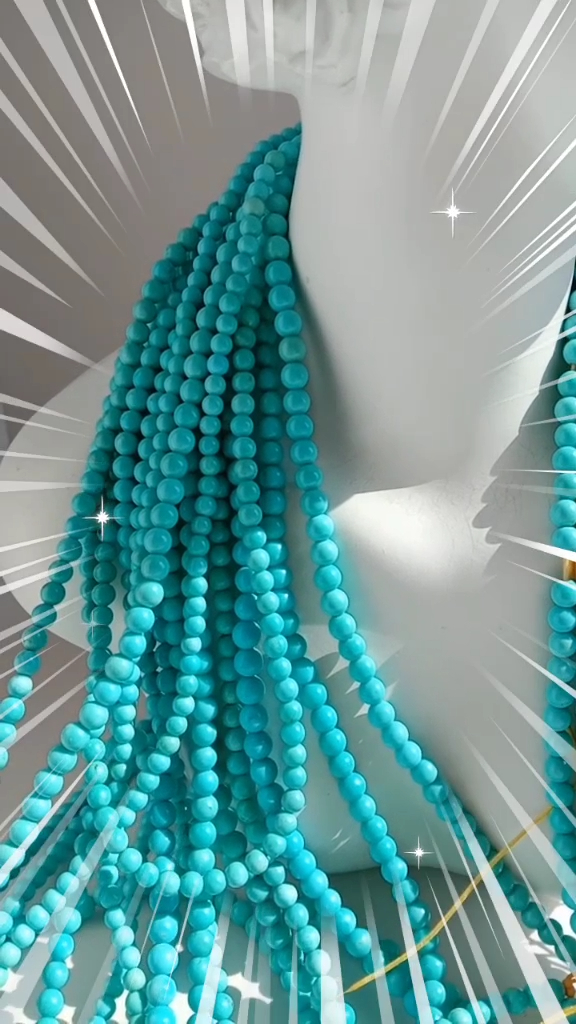 Perle di turchese Perline lisce 3-4 mm Vera minuscola turchese Piccola pietra preziosa blu brillante 12