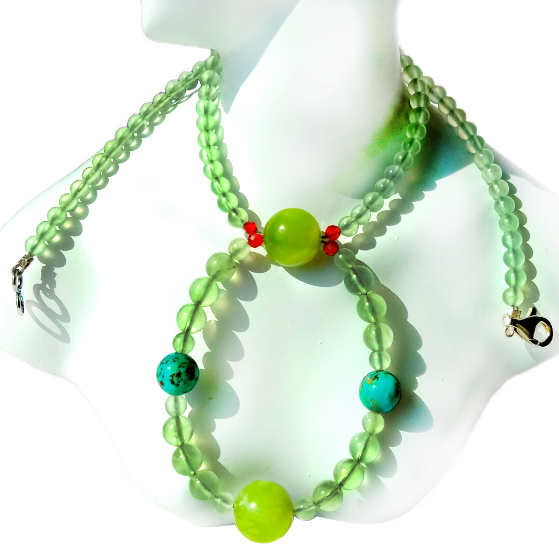 Prirodna tirkizna narančasta mandarina granat Prehnite 925 Sterling Srebrne perle Ogrlica od dragog kamenja u obliku školjke Rondelle 14