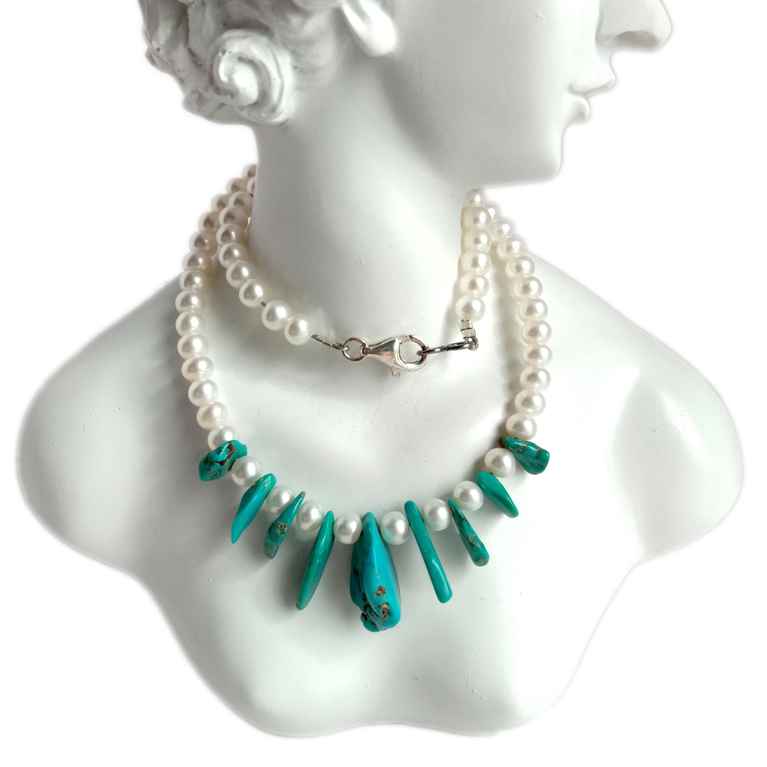 គុជខ្យងធម្មជាតិ 925 ប្រាក់ Sterling អង្កាំធម្មជាតិ ខ្សែក 16 អ៊ីញ 1