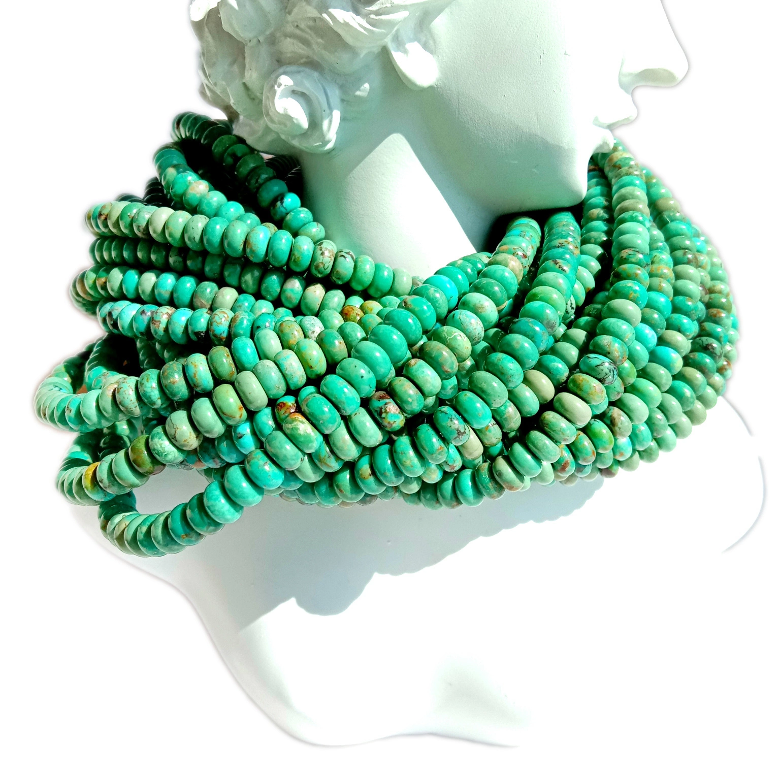 Wholesale Gemstone Natural Turquoise Beads blue Gemstone Bead Strand Smooth Rondelle 1