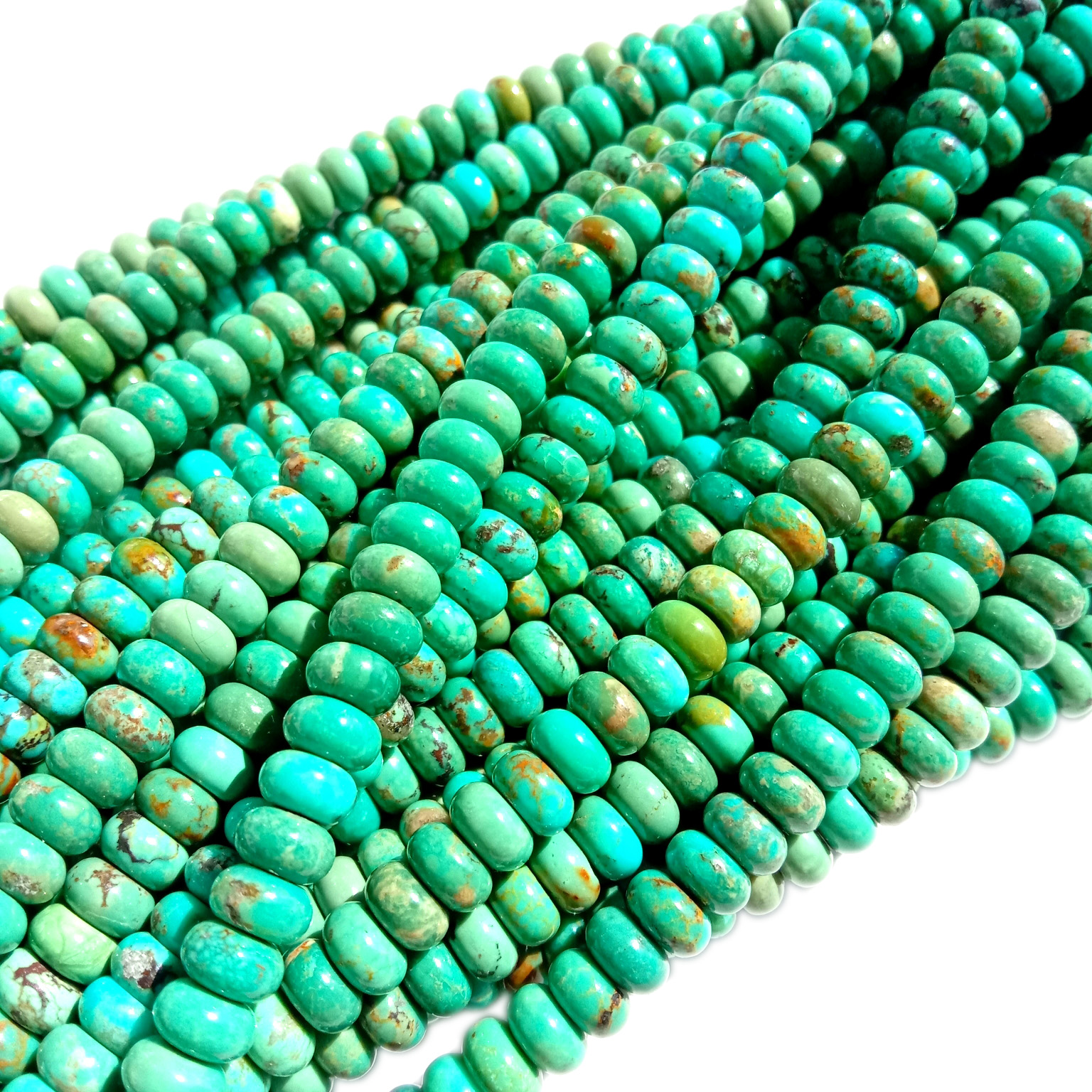 Vito vya Jumla Vito Asili vya Turquoise Shanga za blue Gemstone Bead Strand Smooth Rondelle 18