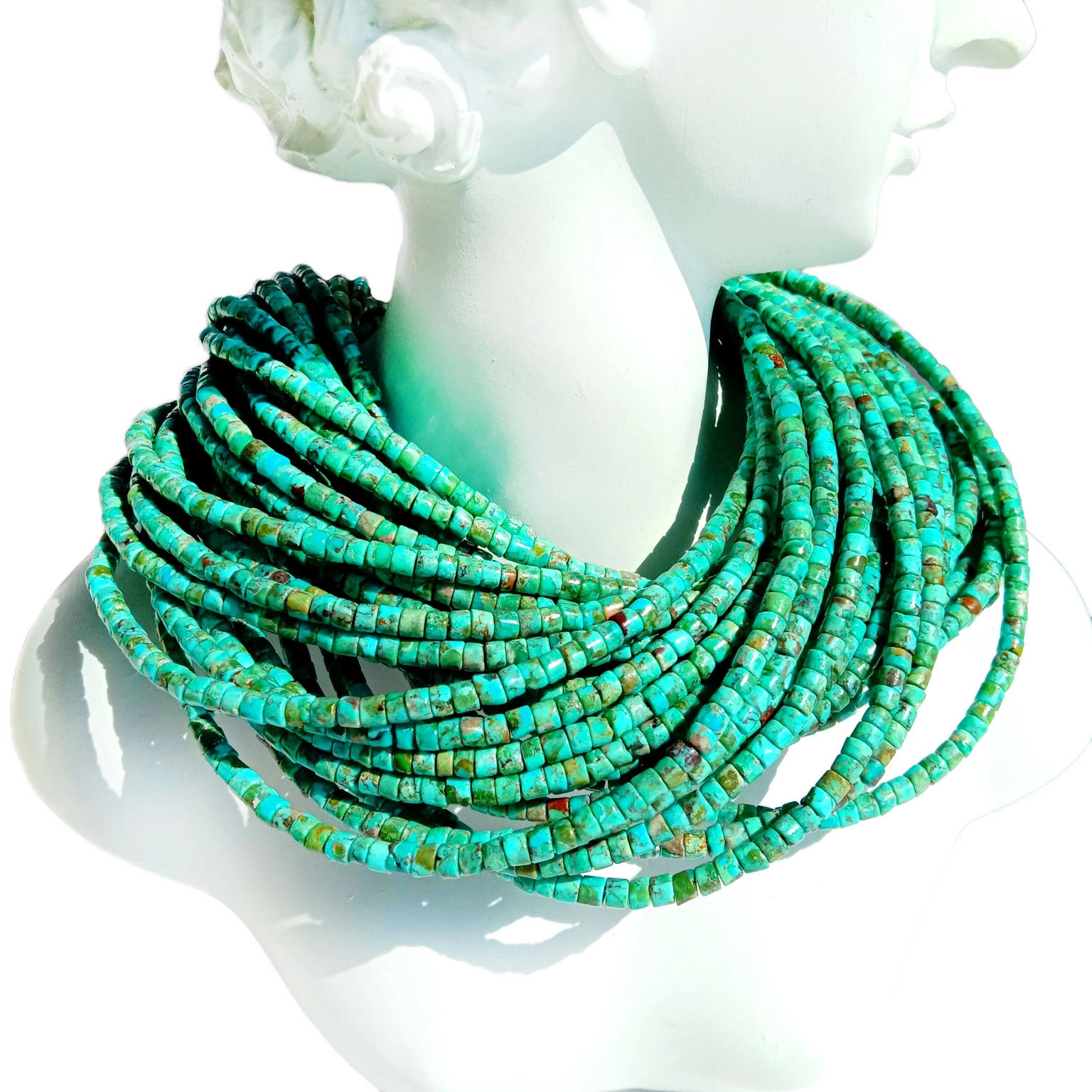 Lag luam wholesale Gemstone Ntuj Ntshiab Turquoise Smooth Heishi Beads log hlaws 1 Strand 16 nti 3MM Jewlry Making 1