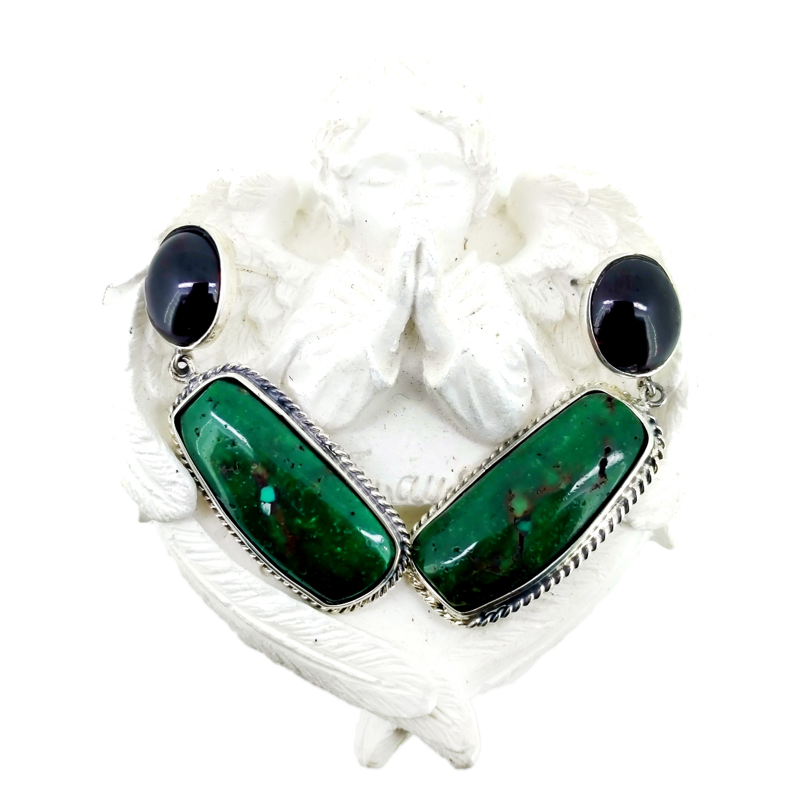 Clustdlysau Arian Turquoise 925 Sterling Naturiol Emwaith Hardd Gemstone Cyfanwerthu 14