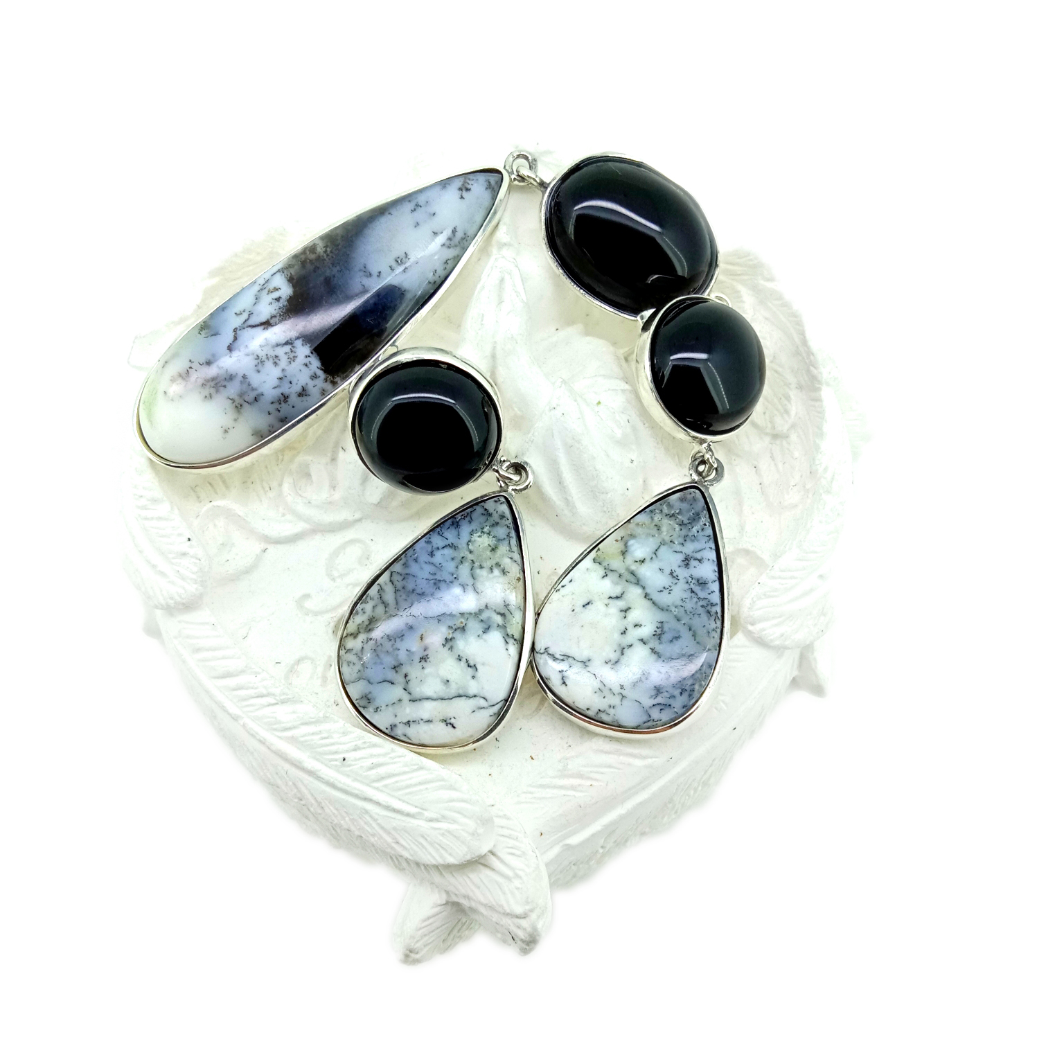 Blue dot 925 Sterling Silver zanno ak pendant natirèl bèl bijou an gwo pyè presye 12