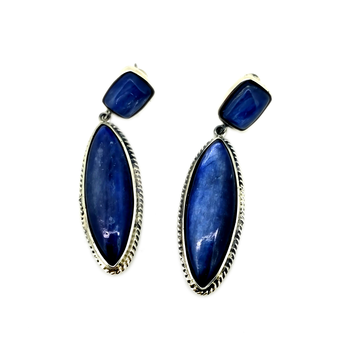 藍色藍晶石淚珠耳釘 925 純銀耳環梨形耳釘寶石 13