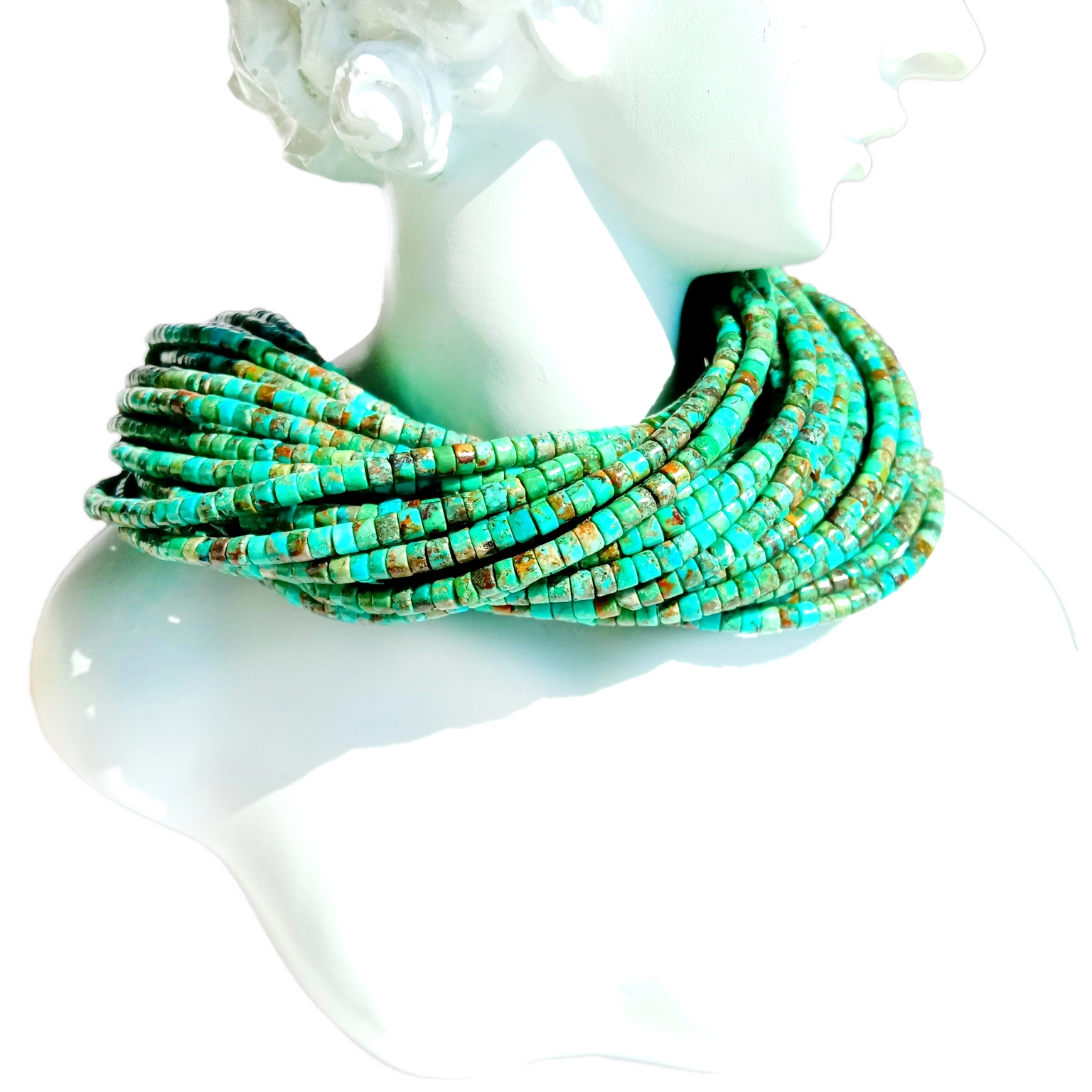 Ntuj Turquoise heishi hlaws Turquoise hlaws disc gemstone hlaws 1