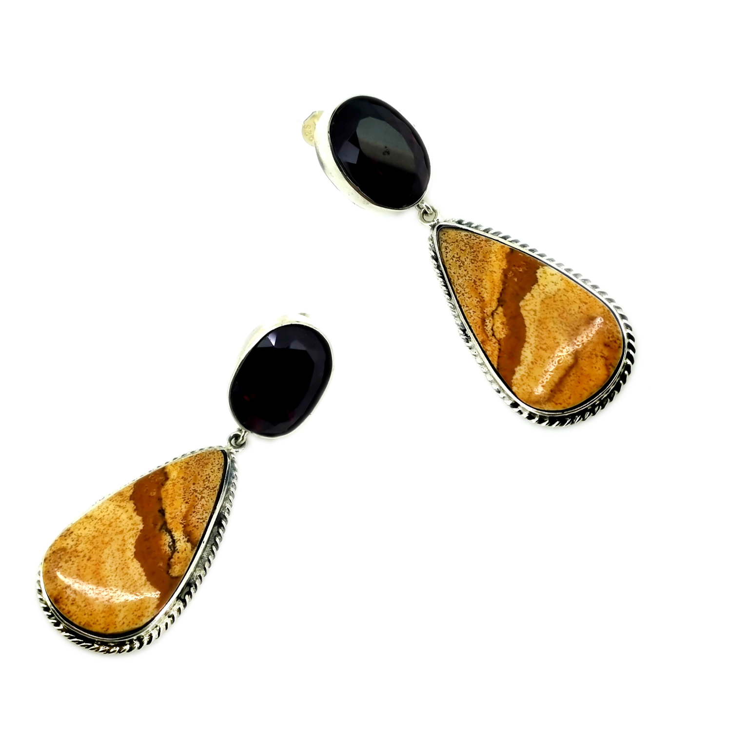 925 純銀 PICTURE STONE 耳環女士首飾禮品石耳環 12