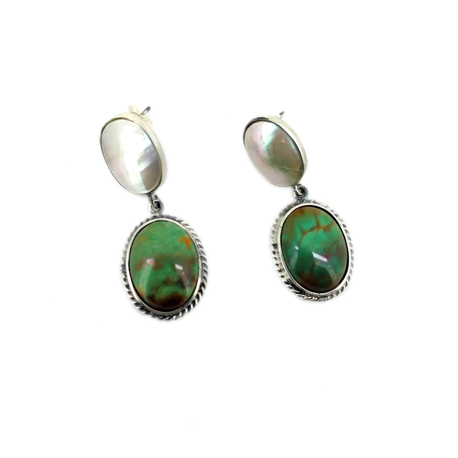 Earring Turquoise 925 Sterling Silver Mara mma Turquoise Bead Earrings Nkwupụta ọla ntị Western. 1