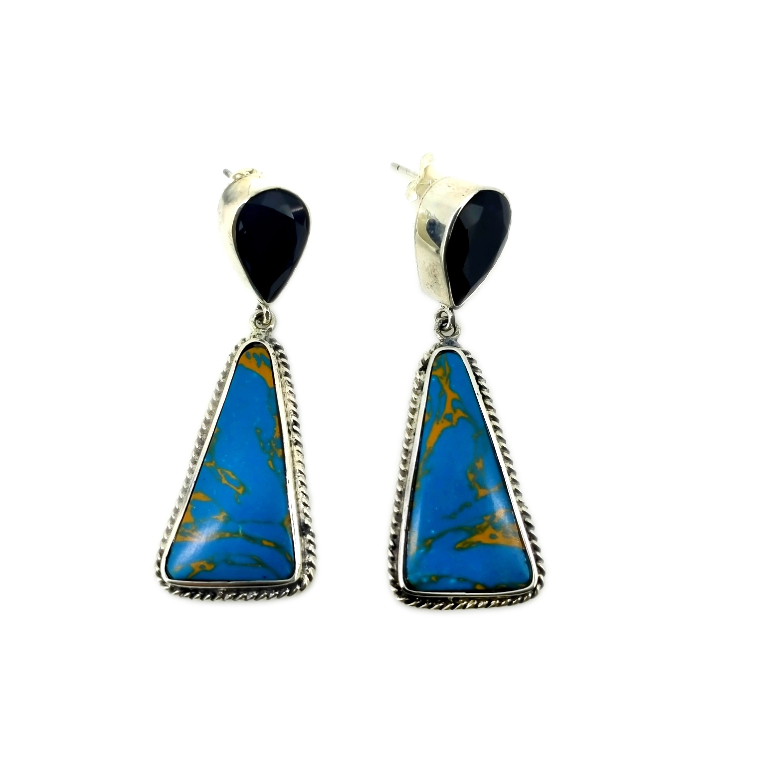 925 Sterling Silver Turquoise Earrings Hlau qhwv Blue Howlite Dangle Earrings, 1