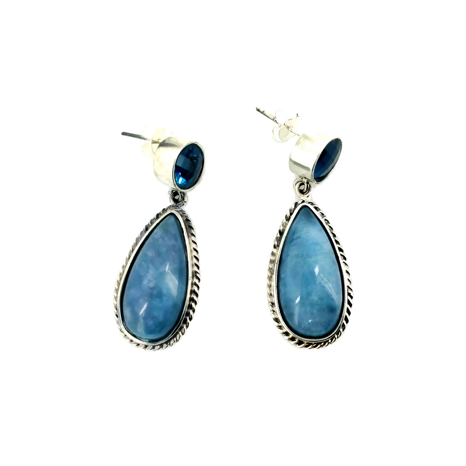 Aquamaryn 925 sterling silwer Oorbelle Natuurlike Ligblou Edelstene 1