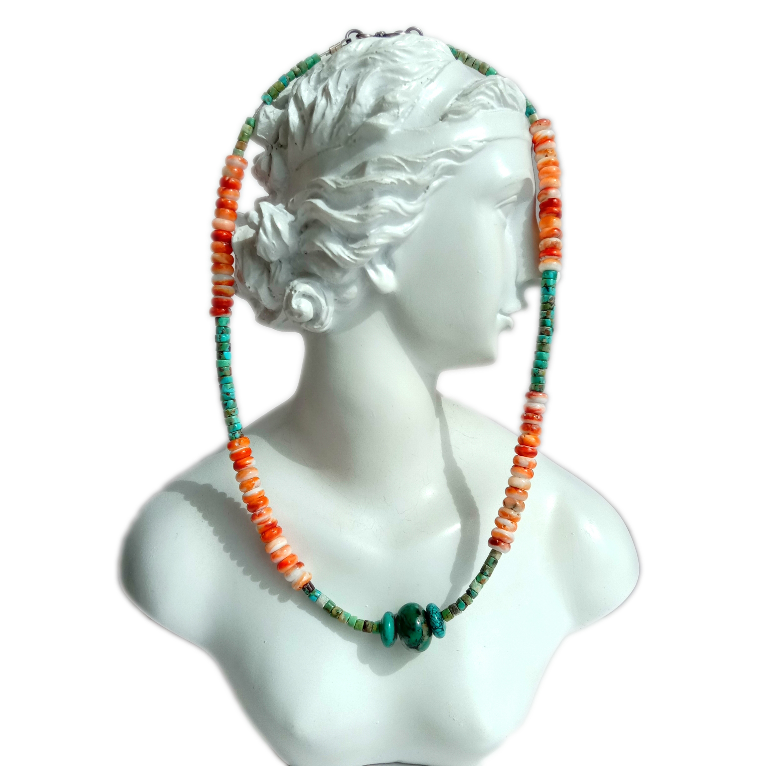 Yubiley hədiyyəsi üçün təbii firuzəyi tikanlı istiridyə 925 əyar gümüş boyunbağı hədiyyə 15