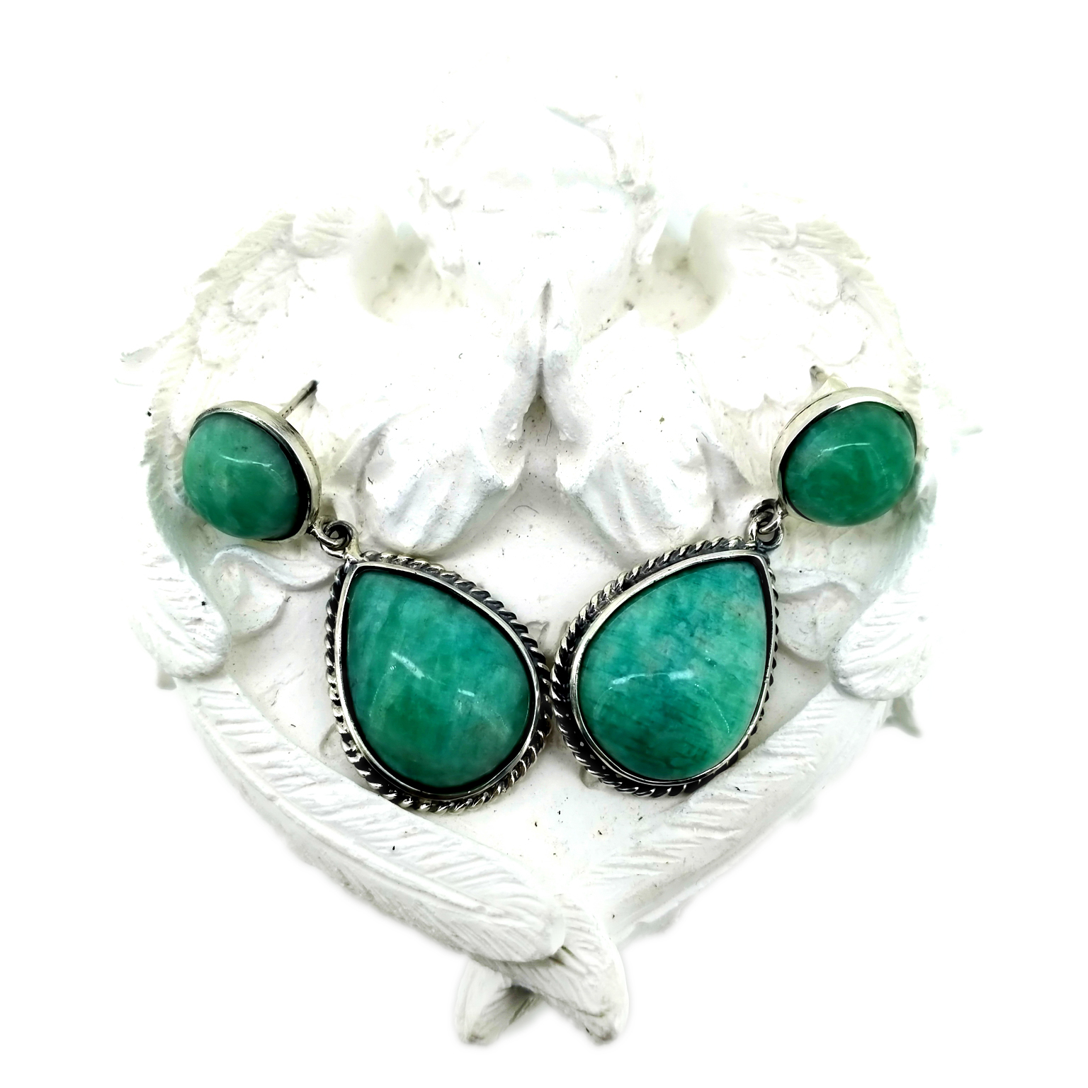 925 Sterling Silver Earrings Gemstone ntsuab Earring Boho Pob Ntseg 29