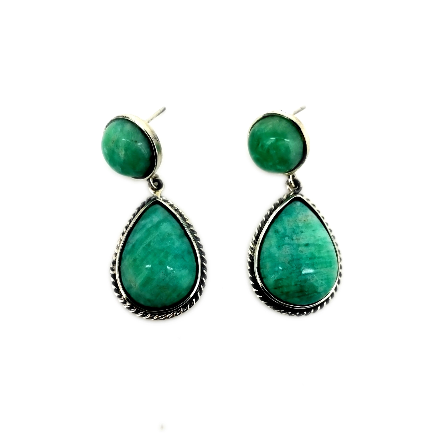925 Sterling Silver Earrings Gemstone ntsuab Earring Boho Pob Ntseg 1