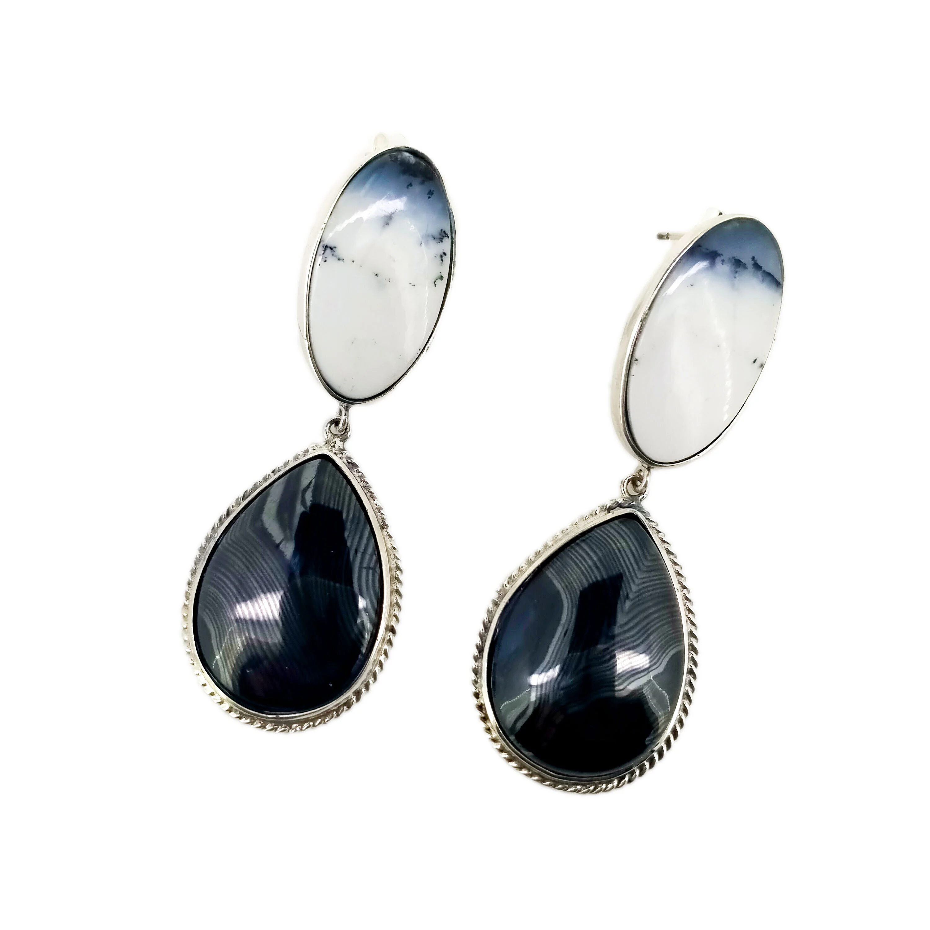 Ntuj Agate Khoom Plig Rau Nws Dangle Earrings Lub Ob Hlis Ntuj Hnub Nyoog Pob Ntseg 1