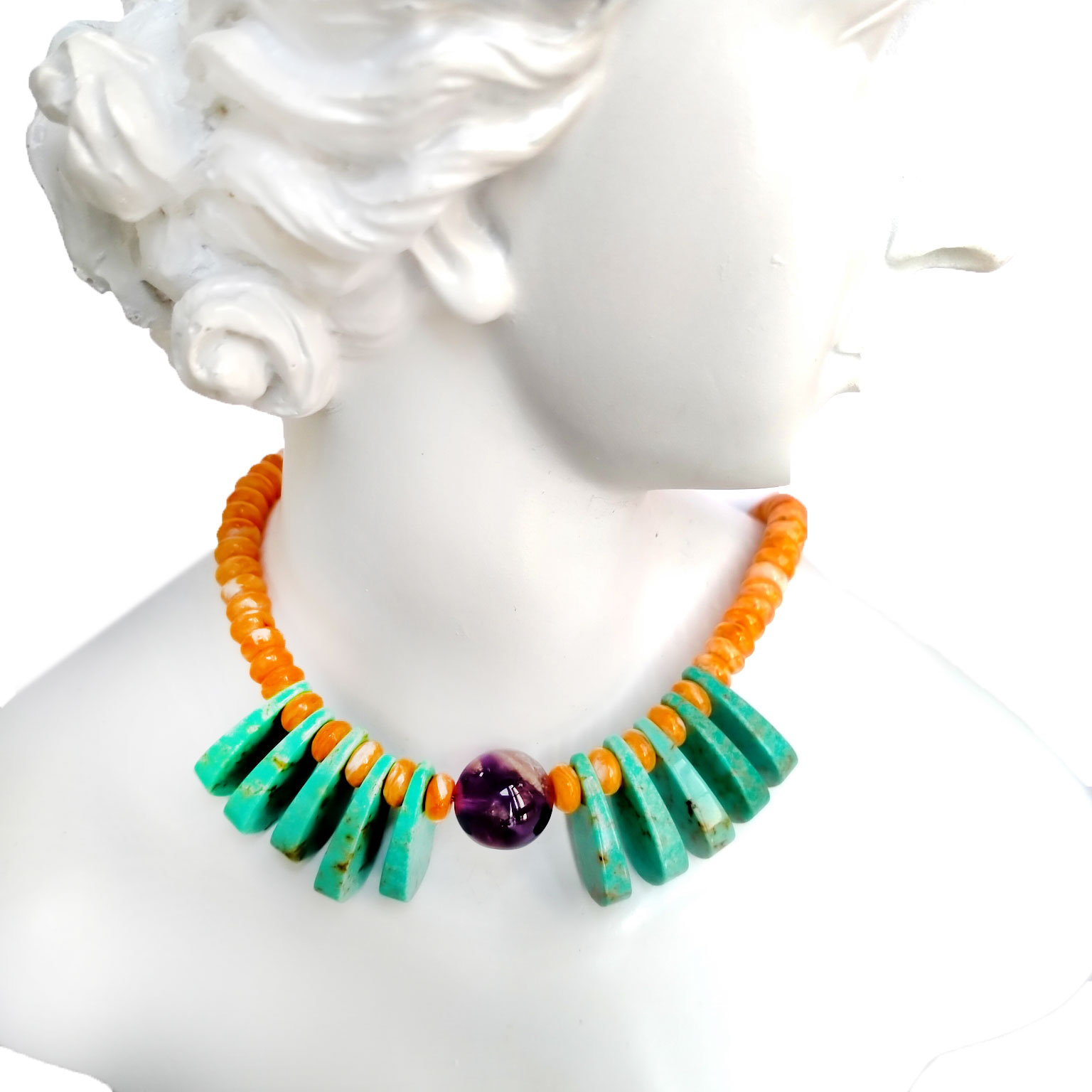 Turkisa kaj dorna ostro Koliero Arĝenta Koliero Manfarita Unika Koliero1 15