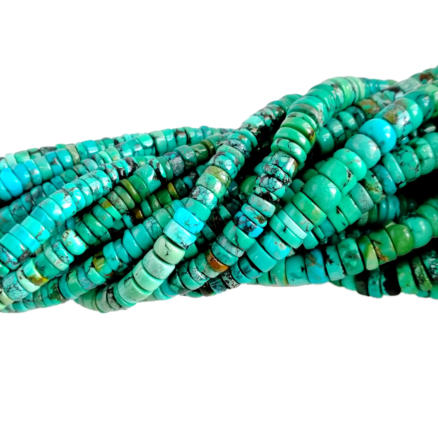 Grade AAA !! ھەقىقىي تەبىئىي تۇرخۇن يۇمىلاق خېيشى دىسكا مونچاق ھەقىقىي تۇرخۇن كۆك يېشىل بوش مونچاق 18