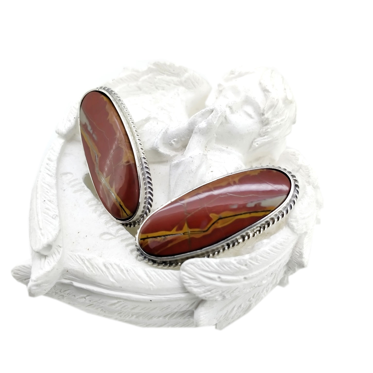 Qırmızı Jasper Sırğalar, Qırmızı Gemstones, Qırmızı Jasper Posts, Qırmızı Jasper Studs, Gümüş Çiçək Ulduz Günəş Sırğalar 14