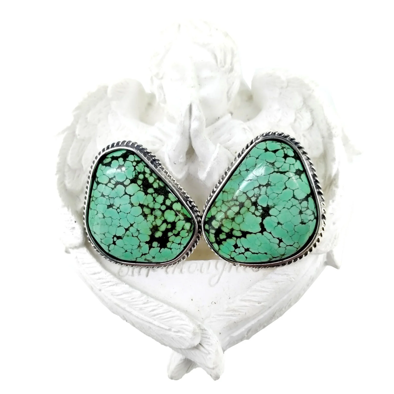 Ntuj Turquoise Earrings, Boho Pob Ntseg, Tso Pob Ntseg Kub, Gemstone Earrings, Khoom Plig rau Nws1 1