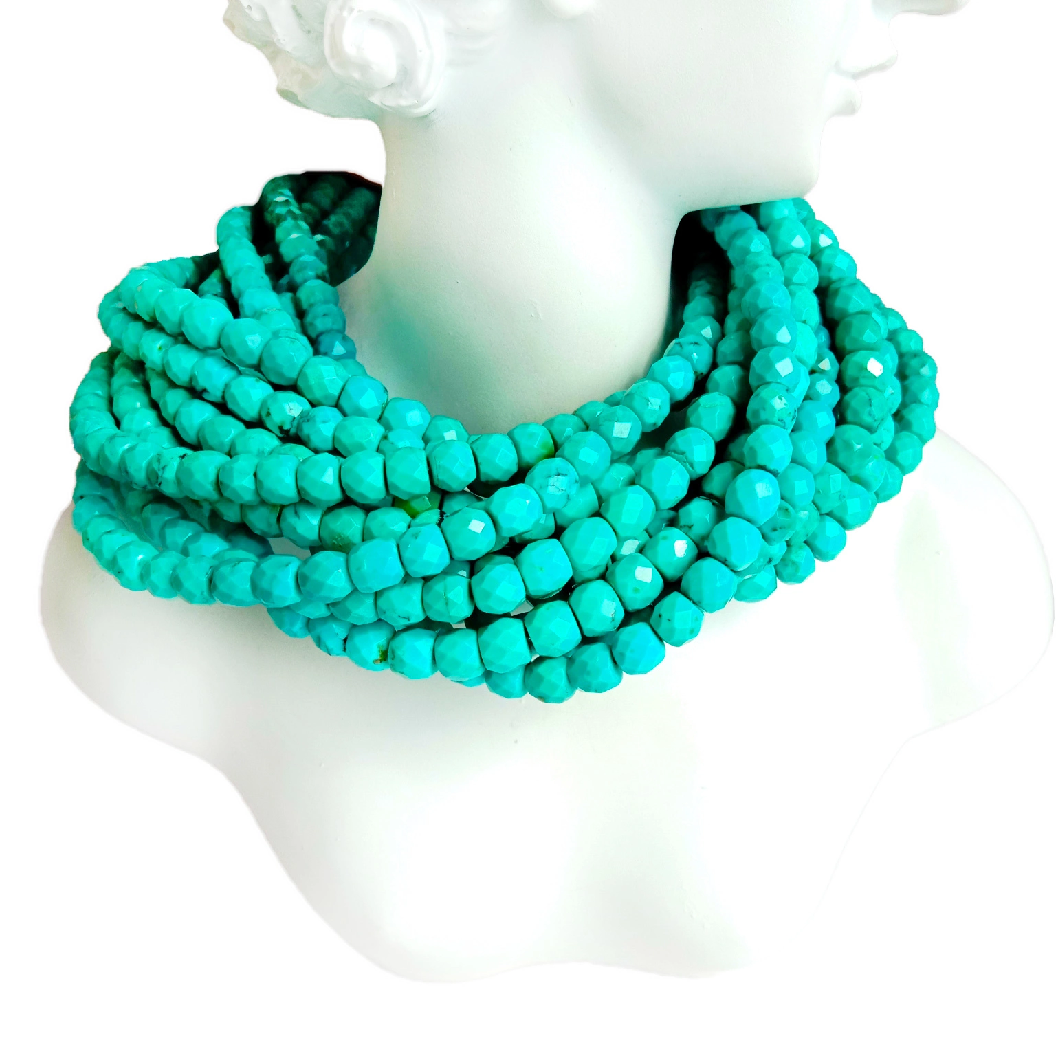 Ntuj Turquoise Faceted Beads 6mm Micro Faceted Turquoise hlaws lag luam wholesale 1
