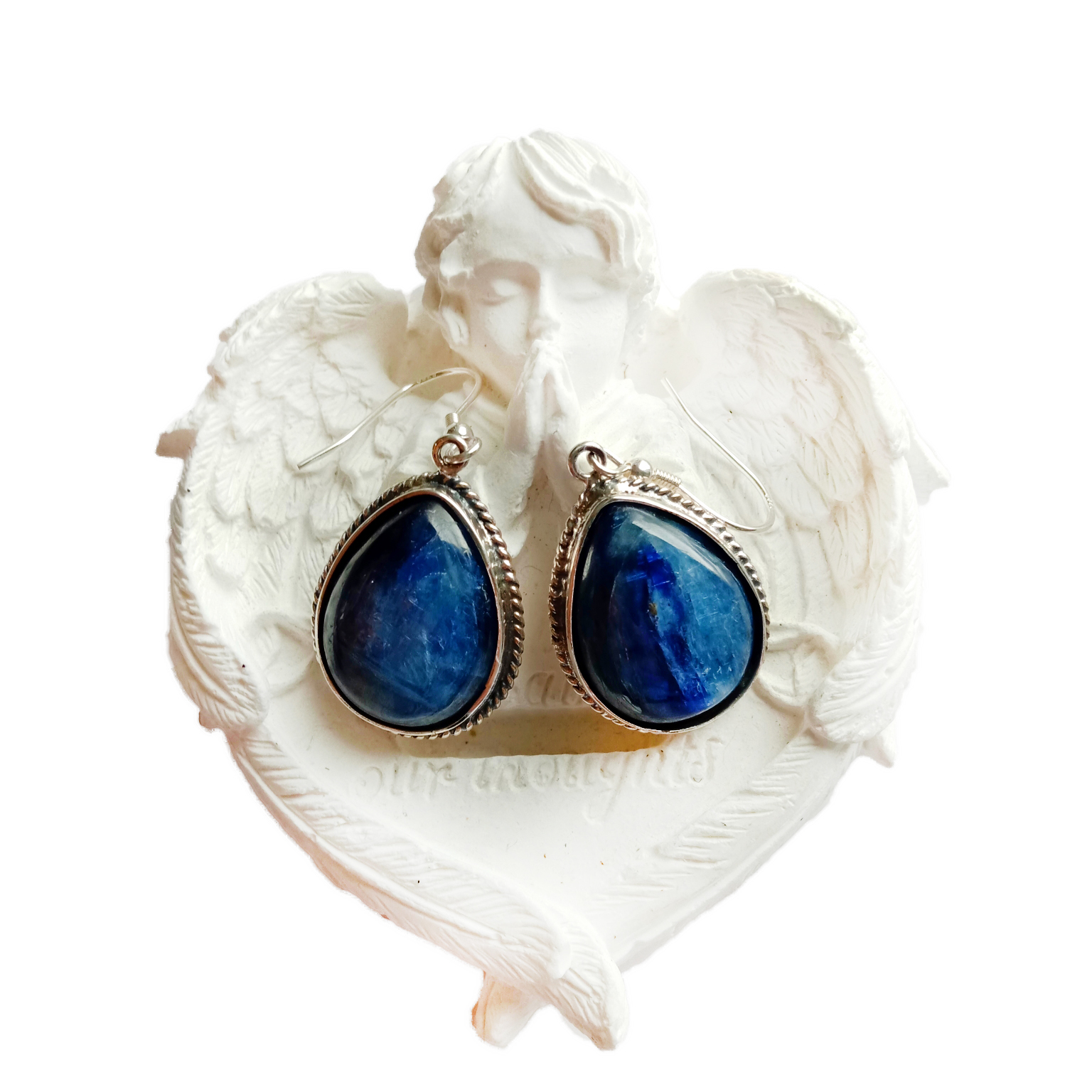 Anting Batu Permata Biru Kyanite 925 Sterling Silver Anting 14