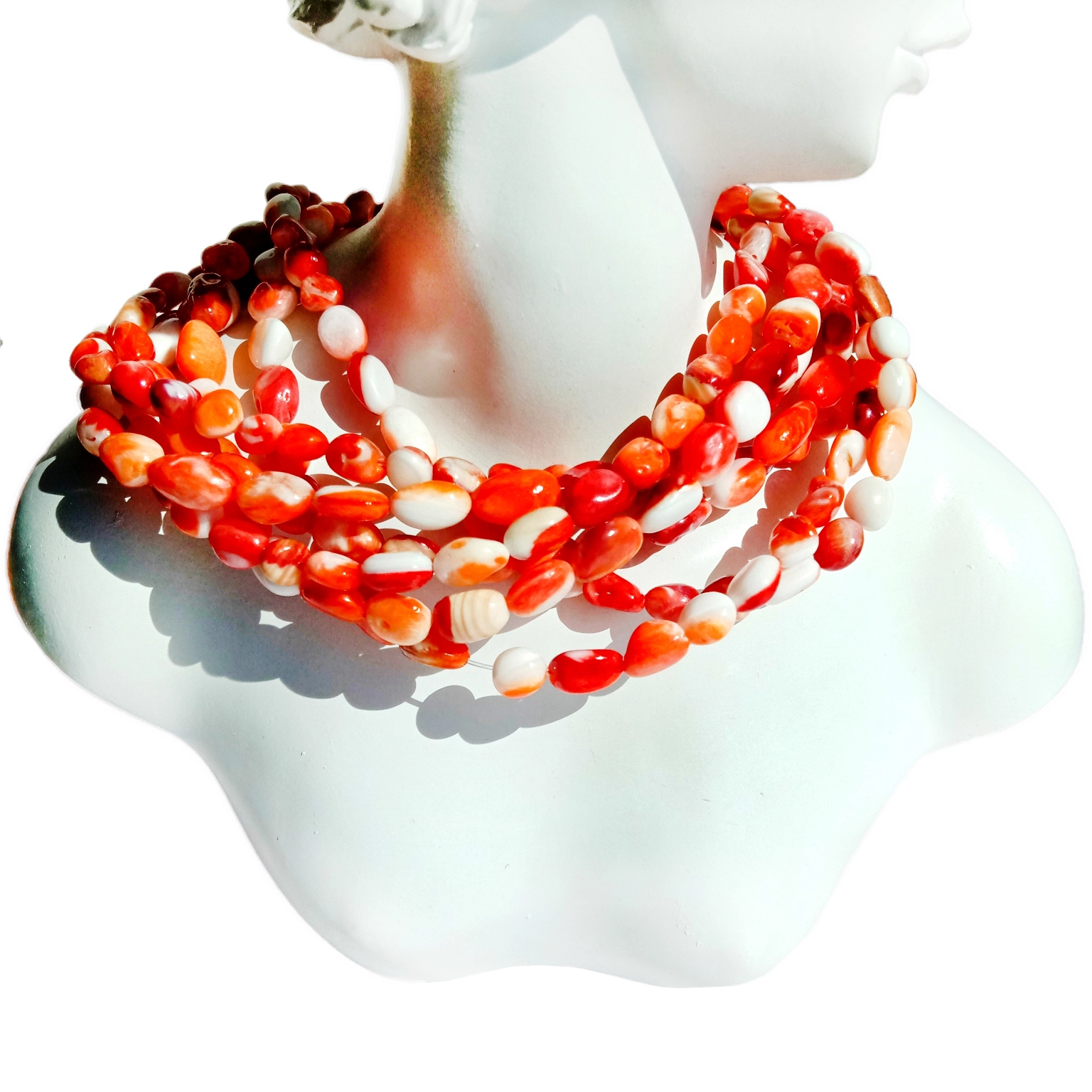 Tiram Tiram Alami Alami Tiny Tube Beads Warna Oranyeu Non Diolah 16 inci Strand Alami Organik MOP Beads 1