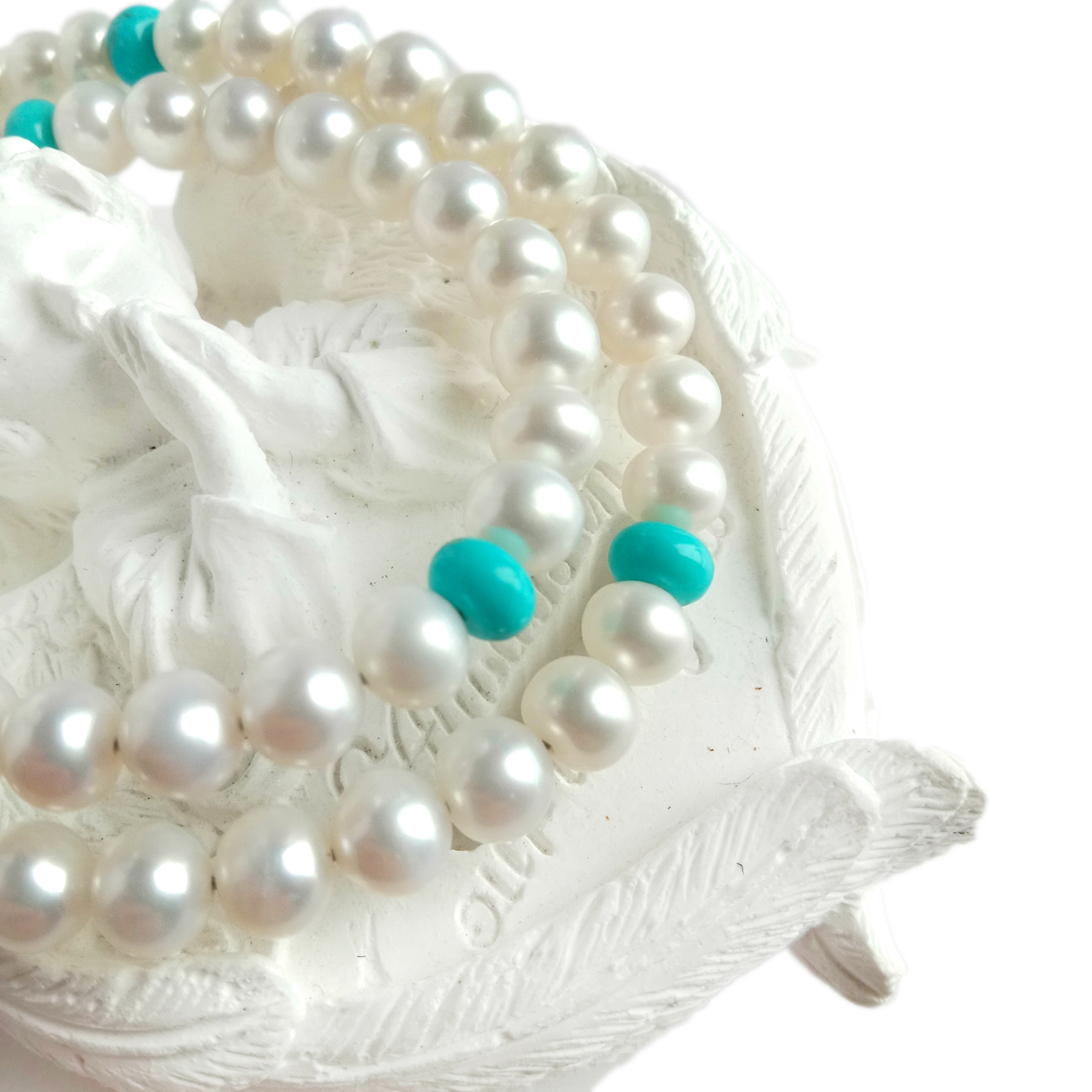 Naturiol Turquoise a pherl 925 Sterling Silver gemstone gemstone Mwclis Rhodd Sul y Mamau 14