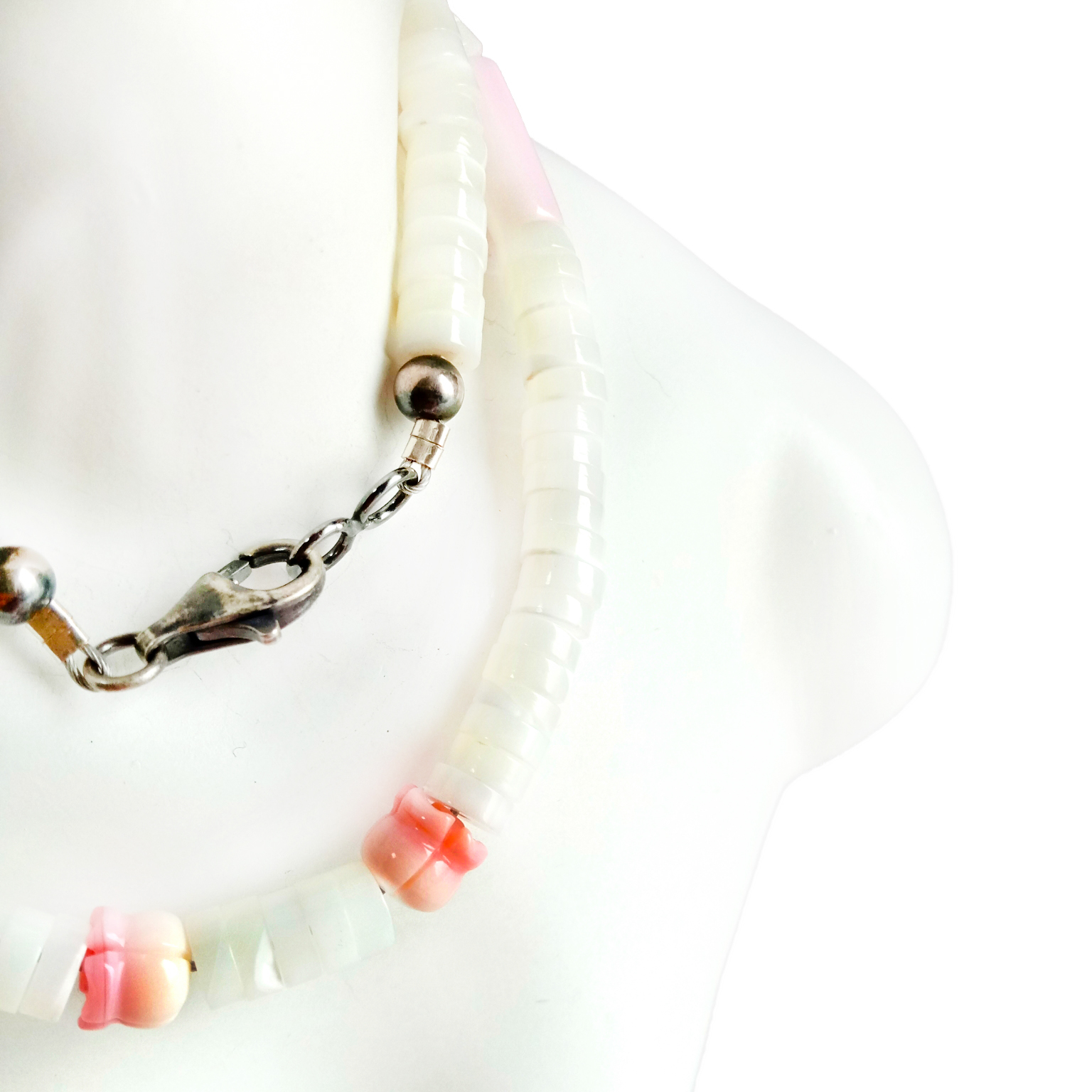 இயற்கை இளஞ்சிவப்பு கடல் ஓடு மற்றும் துடைப்பான் 925 ஸ்டெர்லிங் வெள்ளி ரத்தின நகைகள் அழகான இயற்கை கல் நல்ல நிறம் 14